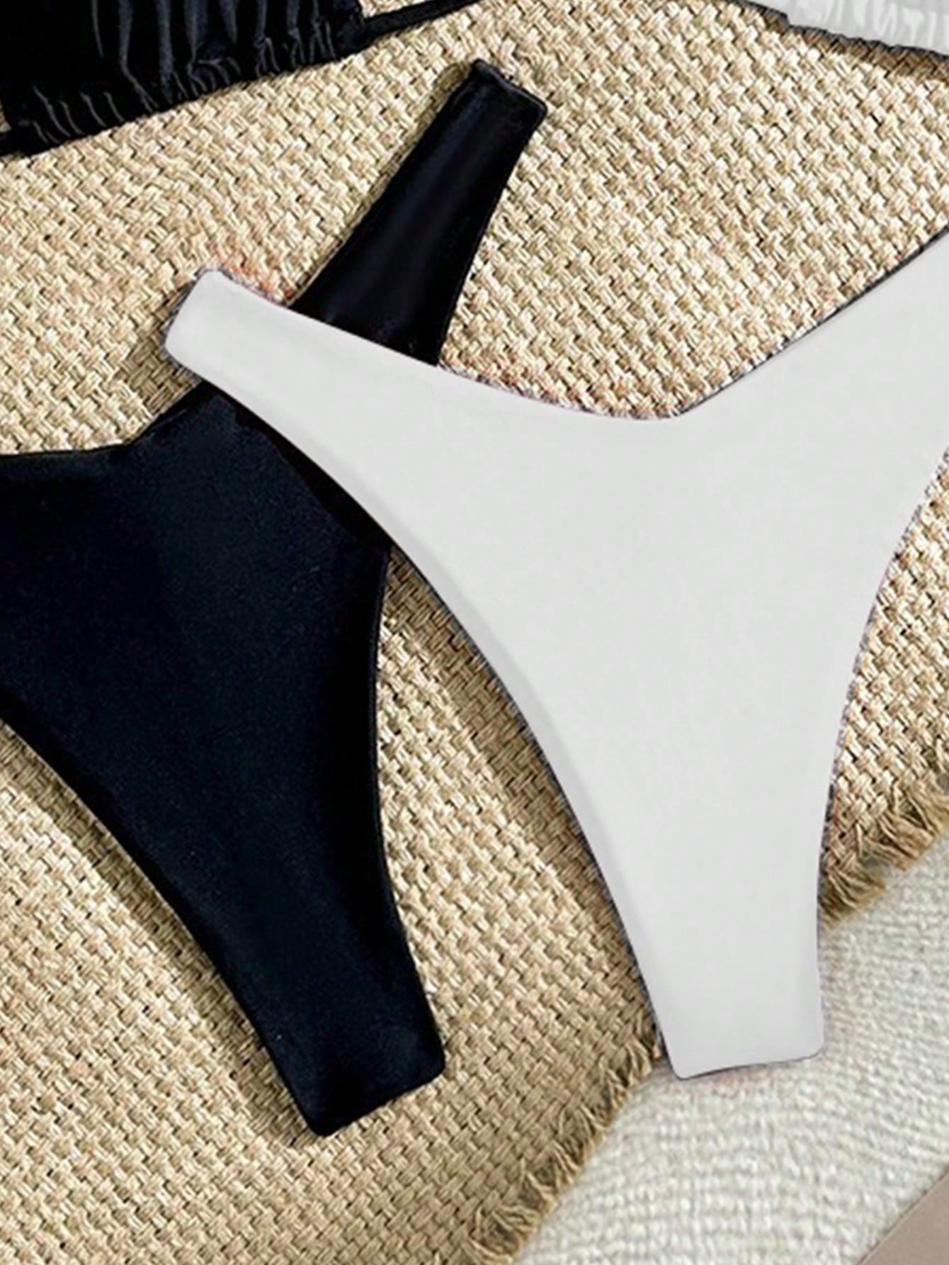 Swim Vcay Women's Summer Beach Solid Color Halter Sexy Black & Red
