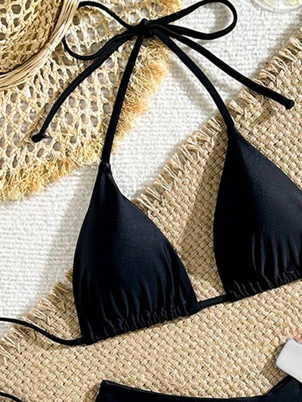 Swim Vcay Women's Summer Beach Solid Color Halter Sexy Black & Red