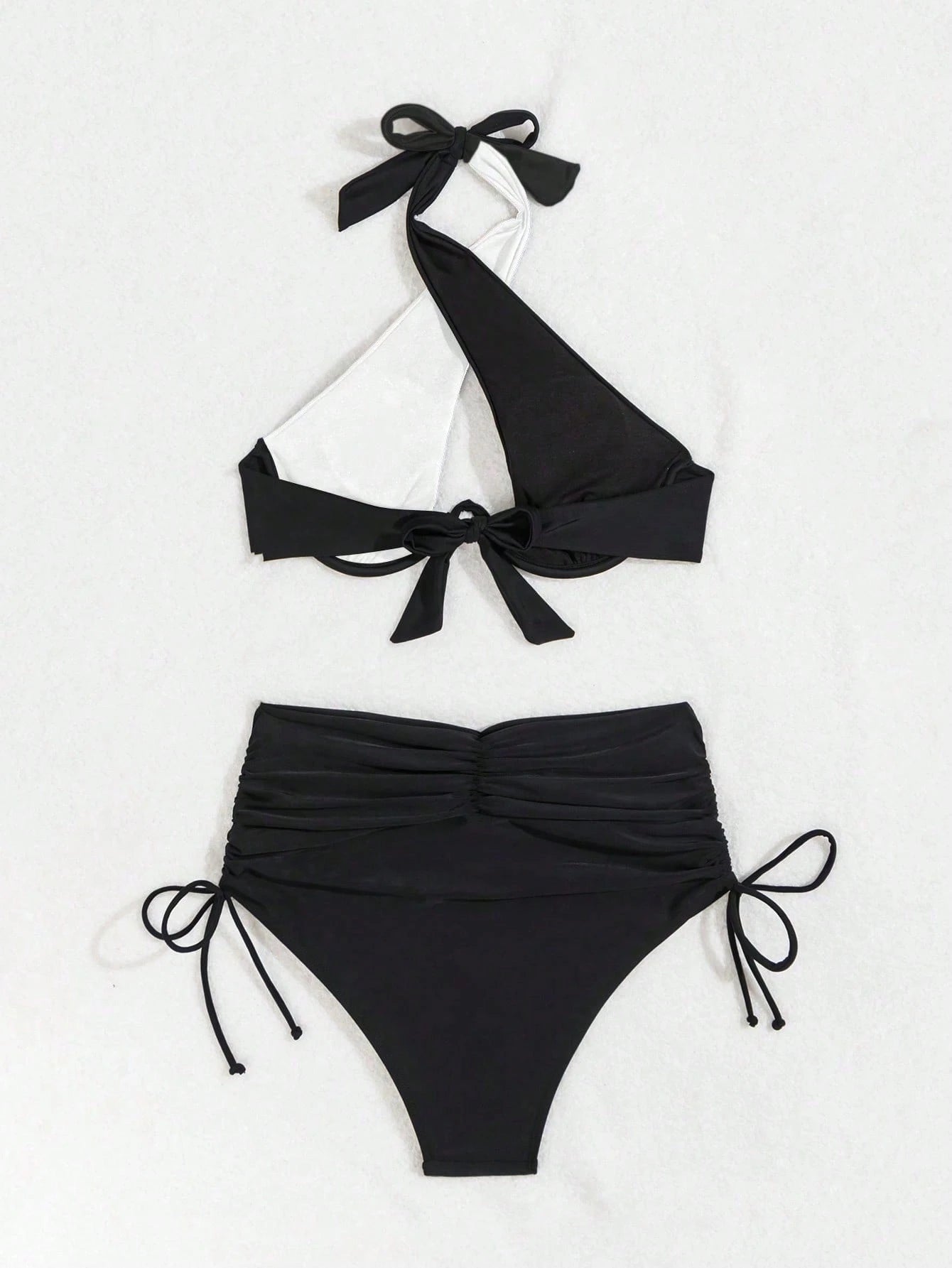 Swim SXY Women's Solid Color Halter Neck Bikini Set With Underwire,