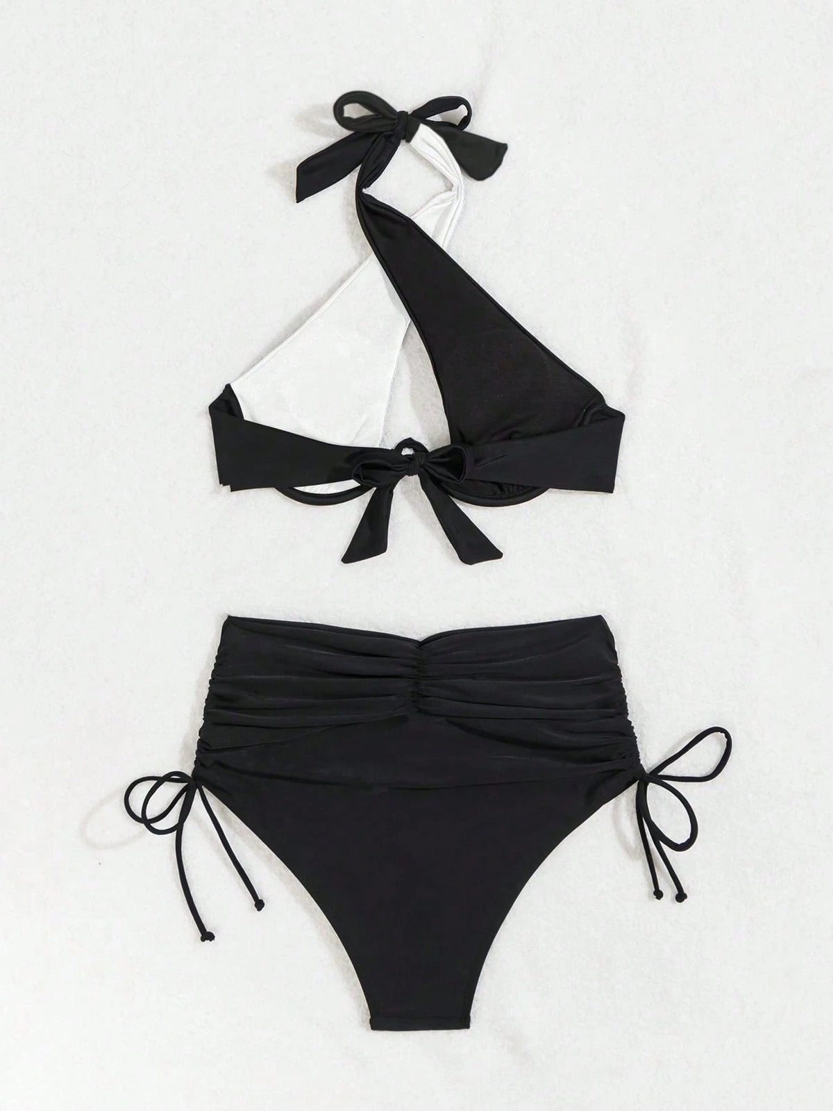 Swim SXY Women's Solid Color Halter Neck Bikini Set With Underwire, Suitable For Summer Vacation - image 17