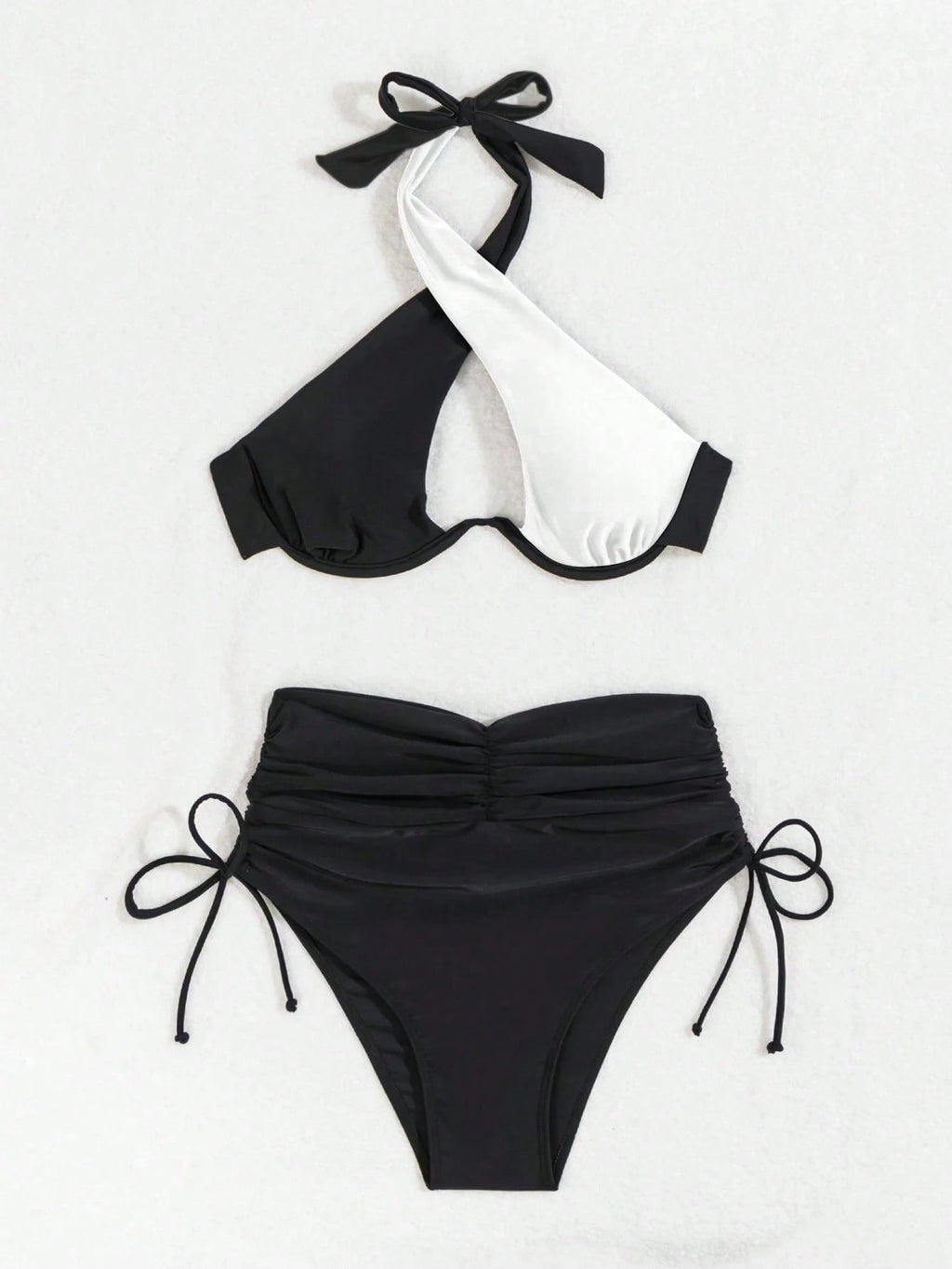 Swim SXY Women's Solid Color Halter Neck Bikini Set With Underwire,