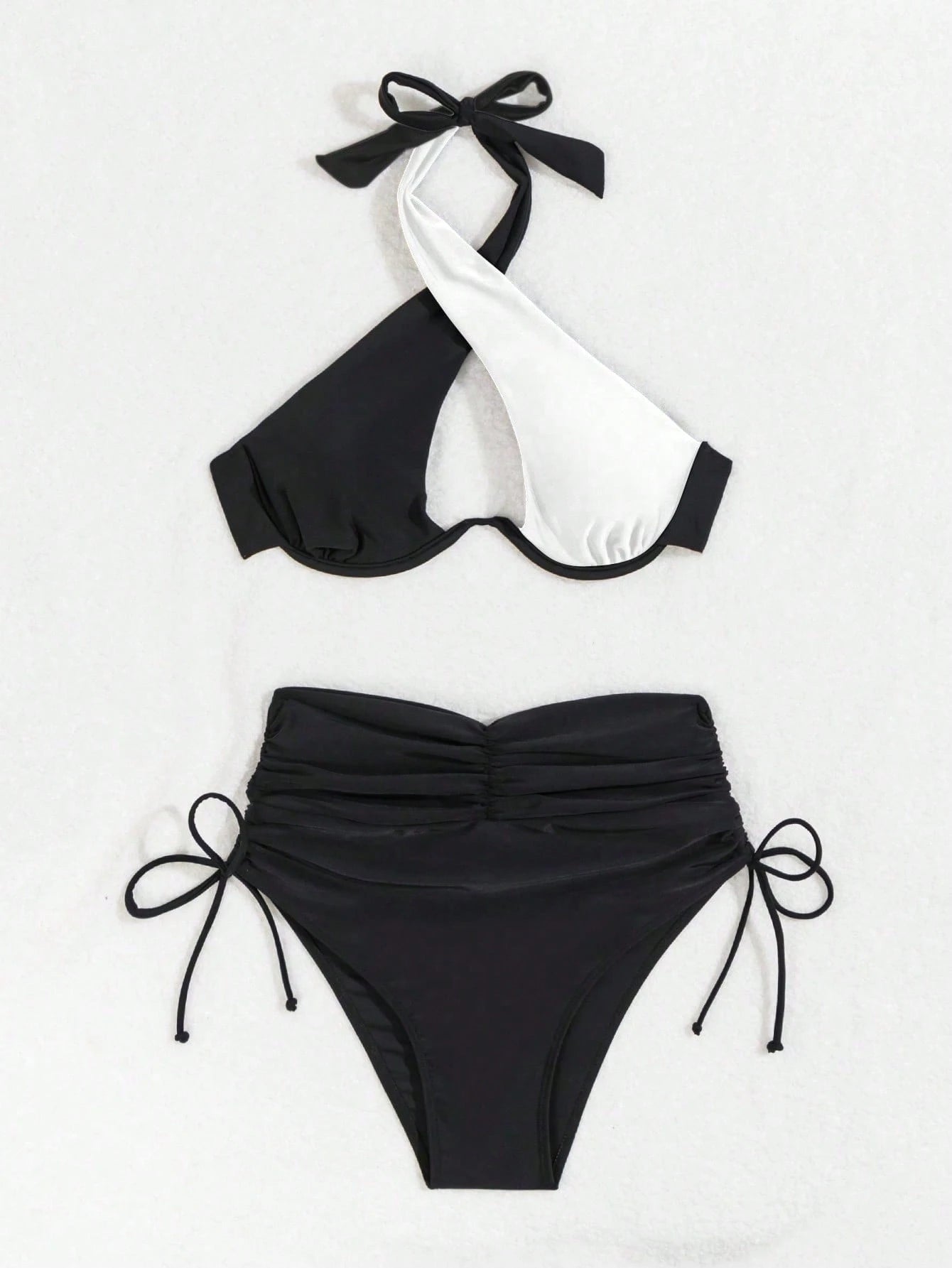 Swim SXY Women's Solid Color Halter Neck Bikini Set With Underwire,