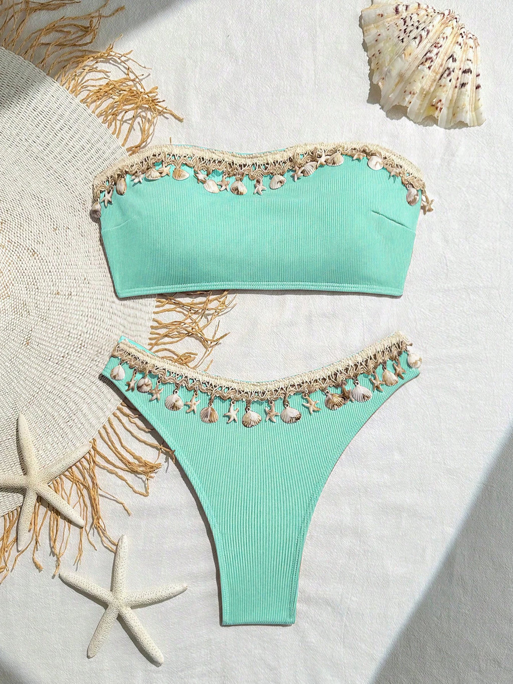 Swim SXY Springbreak Women's Bikini Set, Bandeau Top, Hollow Back, Criss-Cross S