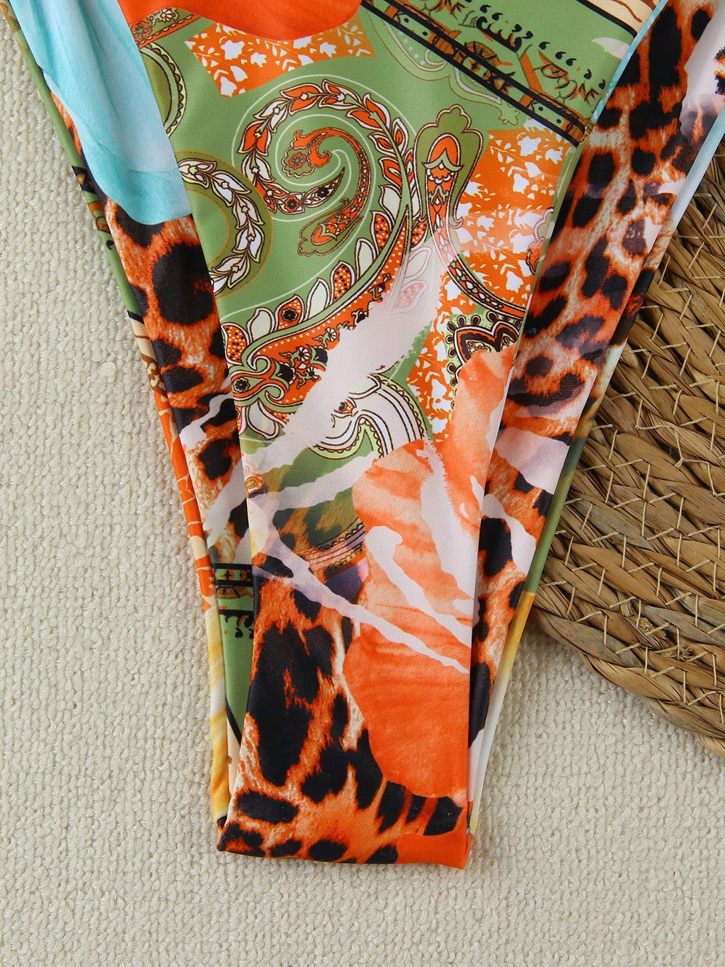 Women's Fashionable Elegant Blue & Orange Floral Print Sexy Halter