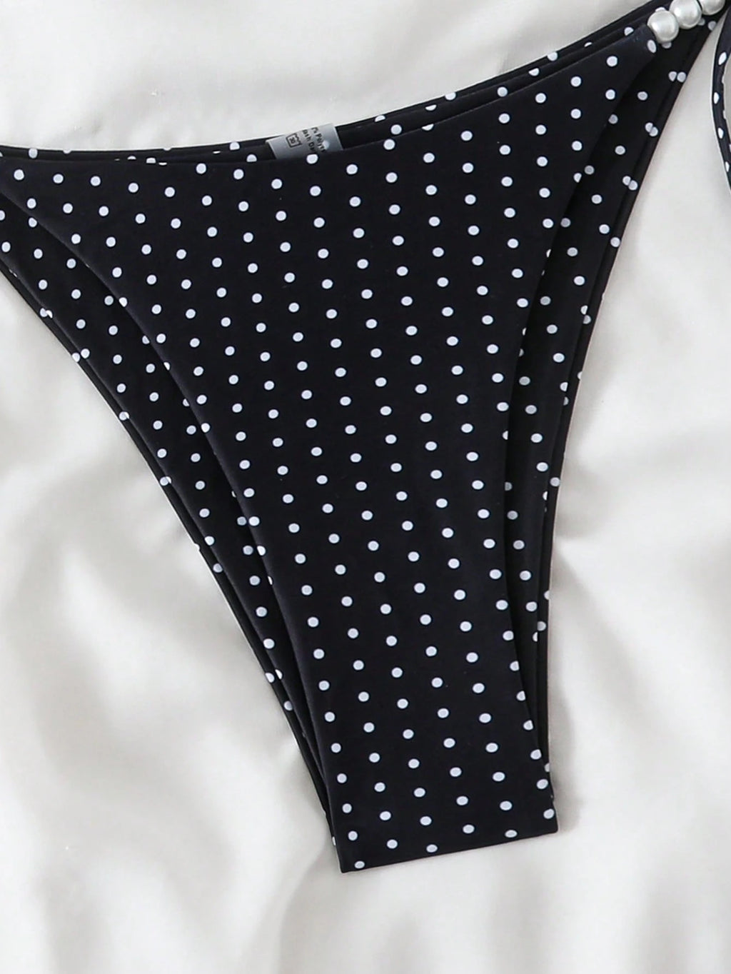Swim Basics Women's Sexy 2-Piece Polka Dot Random Print Halter Tie Pearl Decor Bikini Set, Summer - image 4