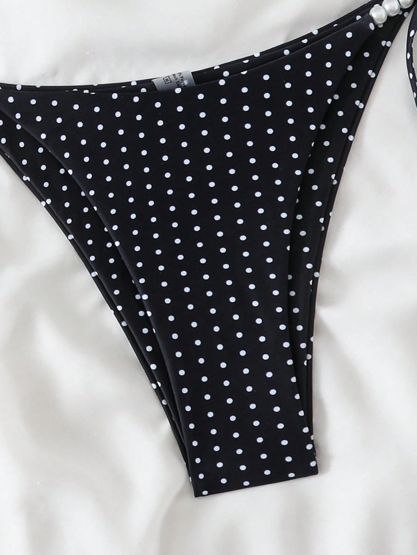 Swim Basics Women's Sexy 2-Piece Polka Dot Random Print Halter Tie Pearl Decor Bikini Set, Summer - image 4