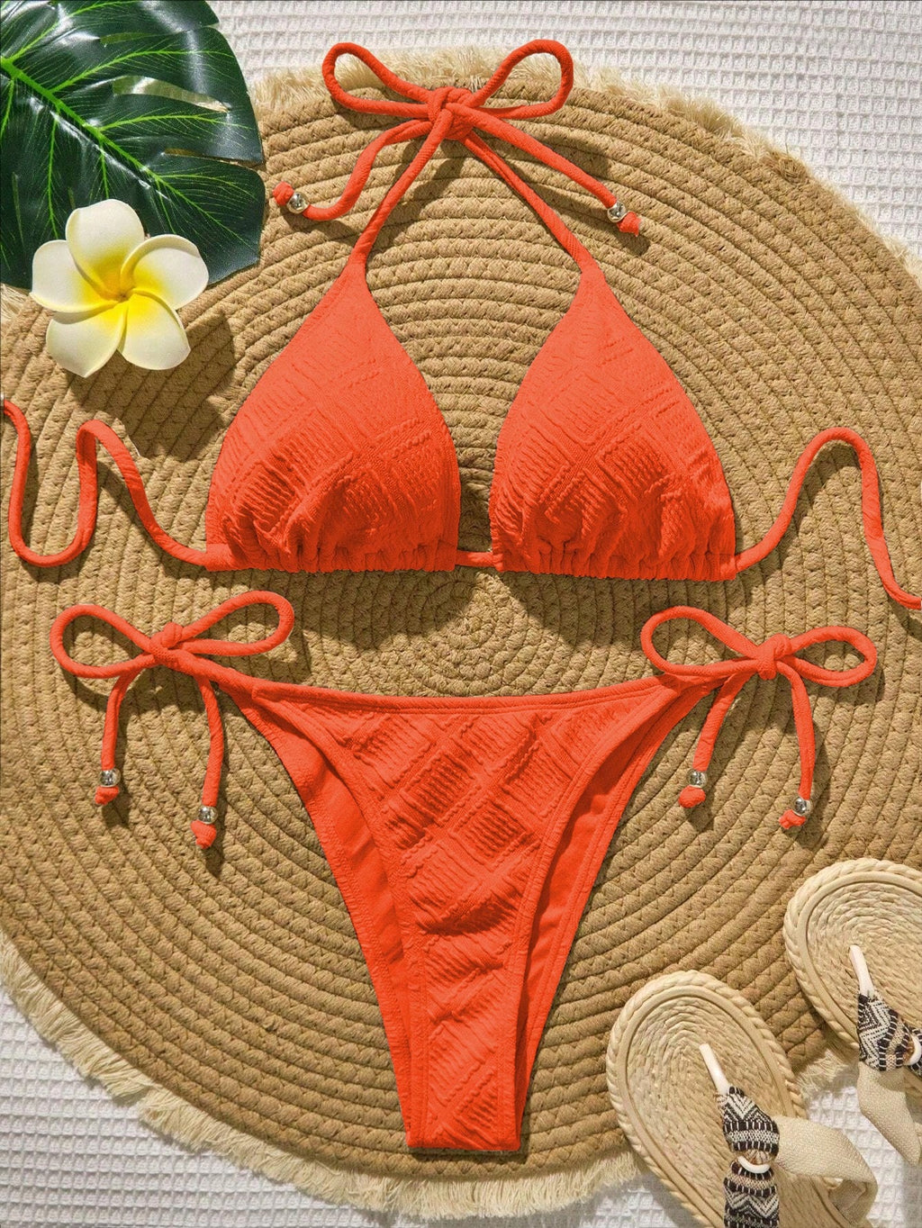 Swim Vcay Mint Green Textured Fabric Bandeau Bikini For Women Plain