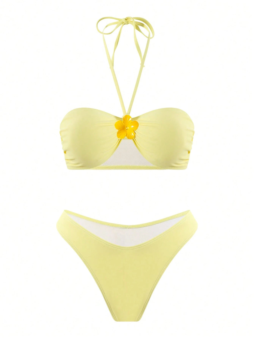 Swim Oasis 3pcs/Set Women Sexy Halter Tie Bikini Top, High Waisted