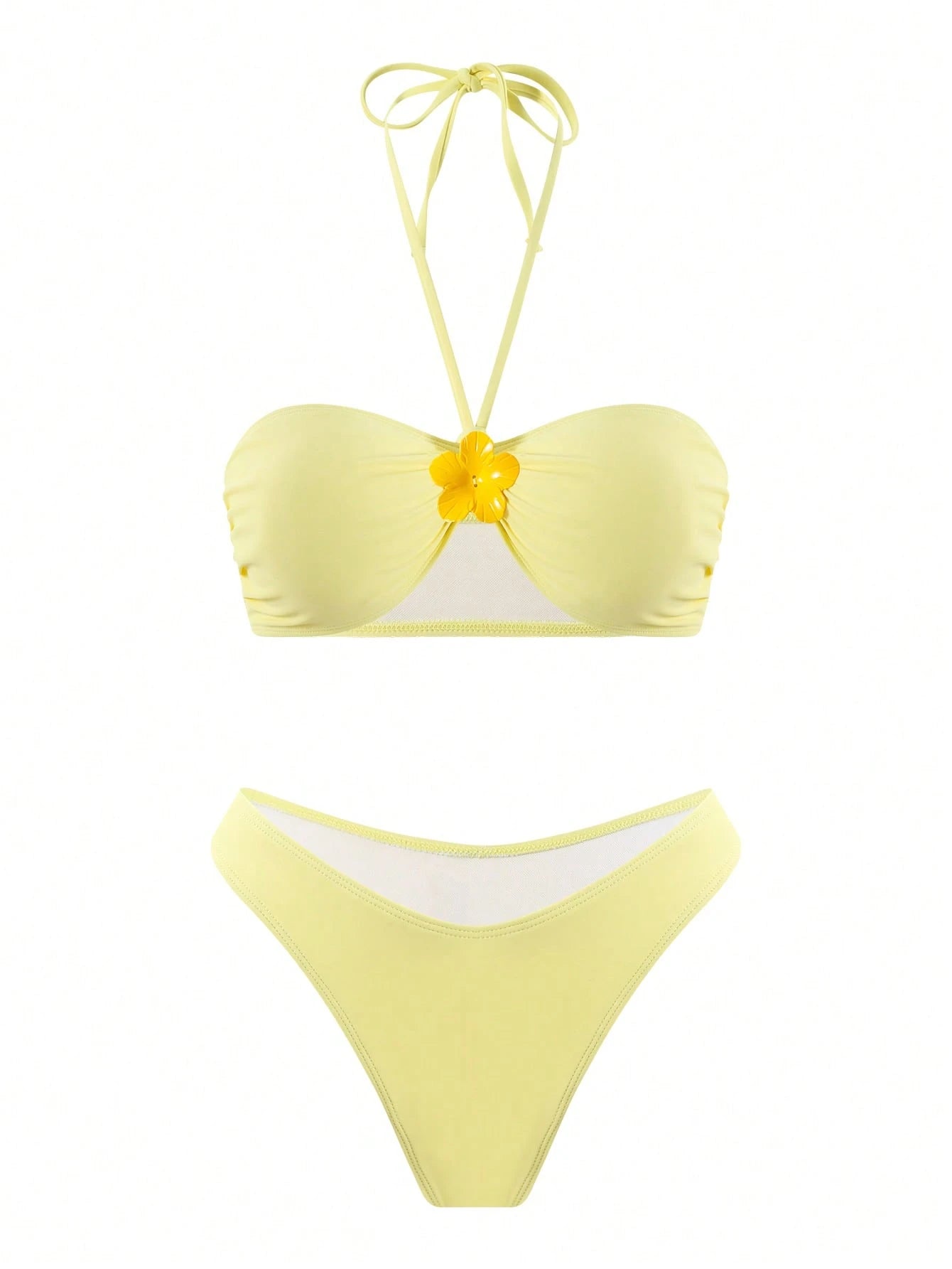 Swim Oasis 3pcs/Set Women Sexy Halter Tie Bikini Top, High Waisted