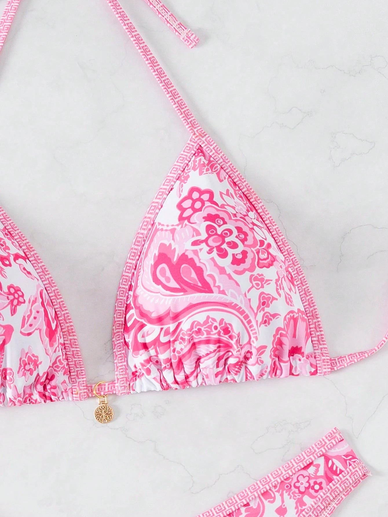 Swim Mod Women's Summer Beach Floral Print Halter Neck Tie Sexy