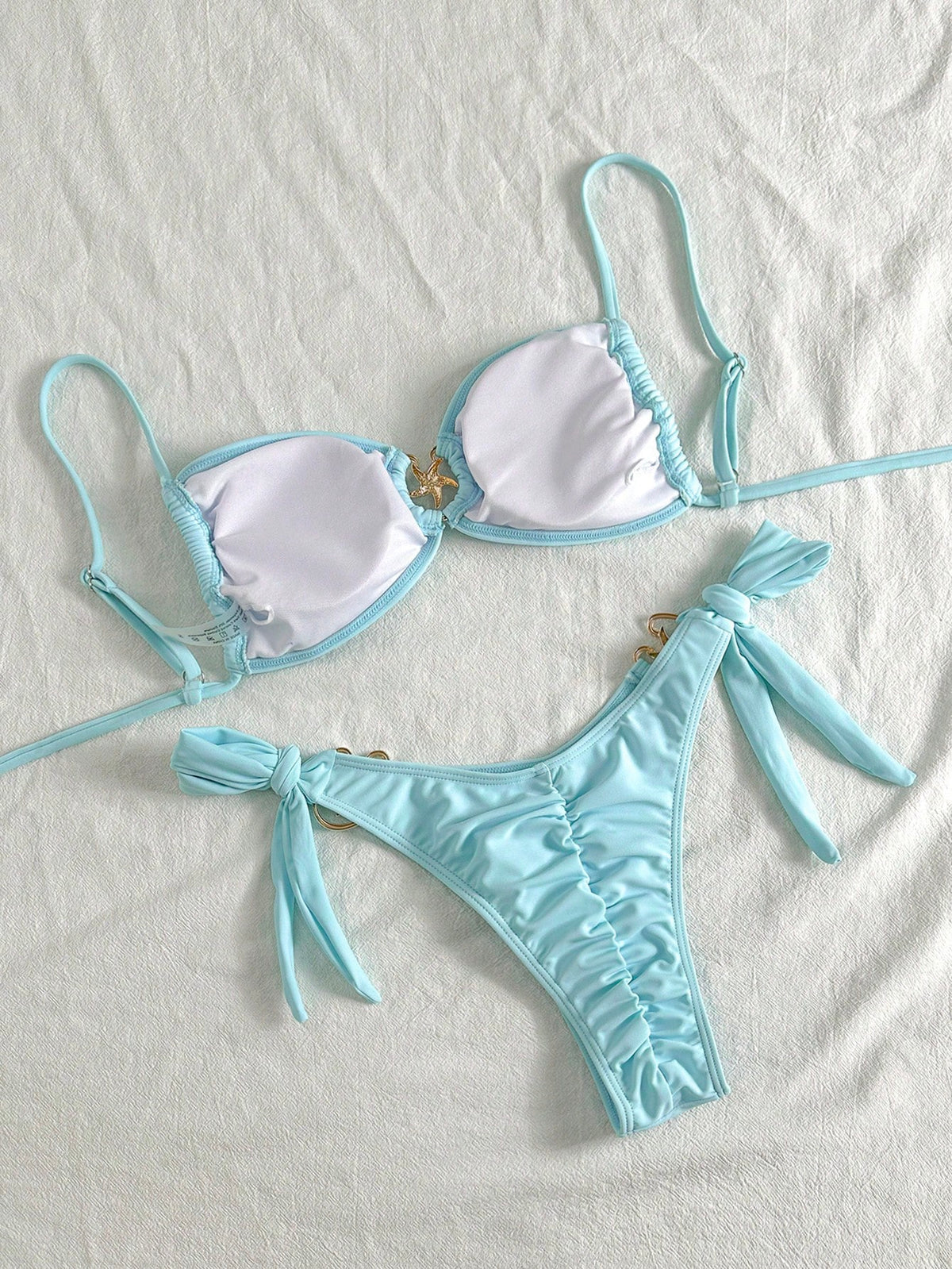 Swim Mod Women's Red Plain Boho Spaghetti Strap Tie Back Tie Side Bikini Set Stylish Swimwear - image 12