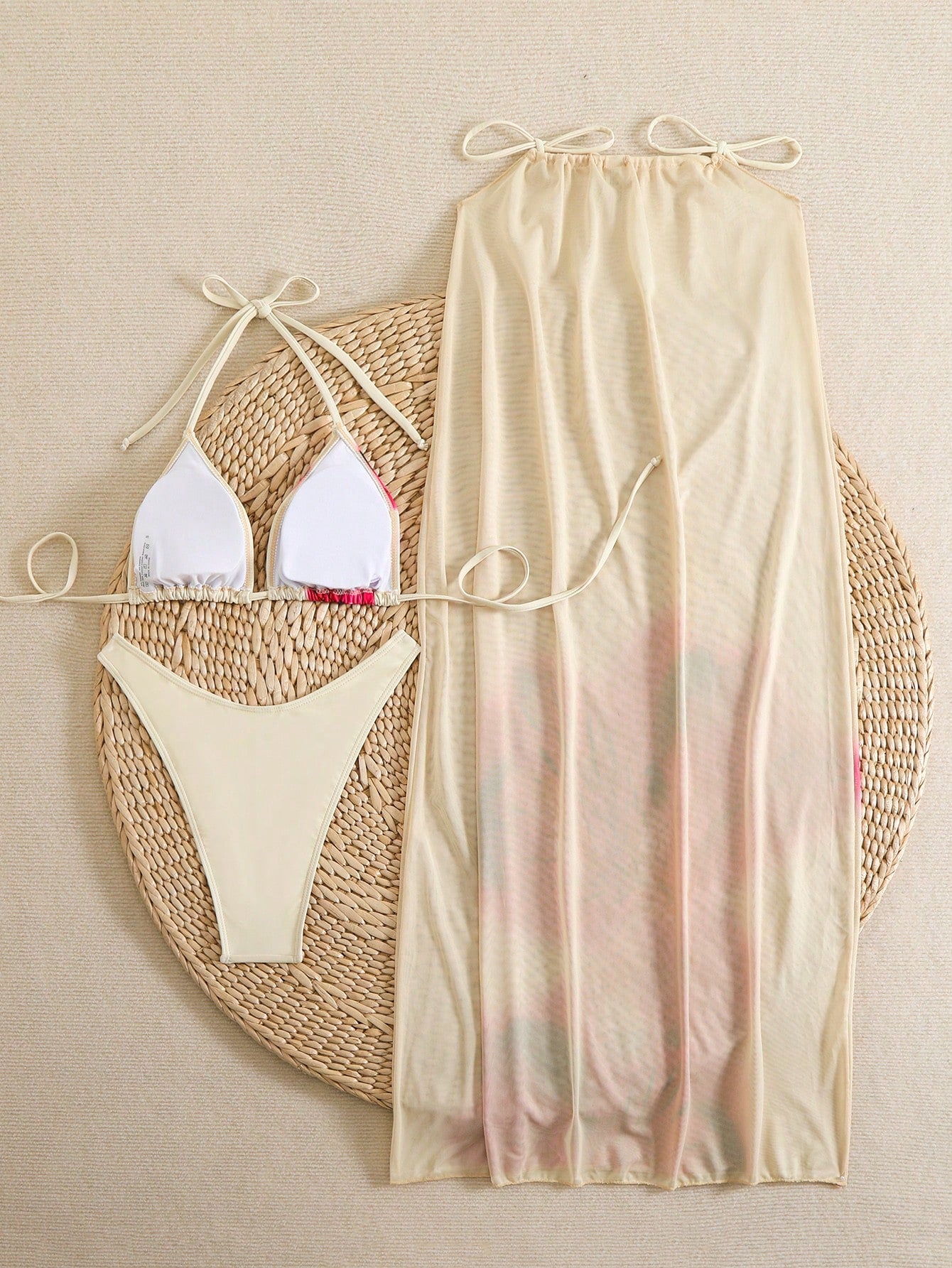 3pcs/Set Women Summer Floral Print Halter Bohemian Beach Holiday