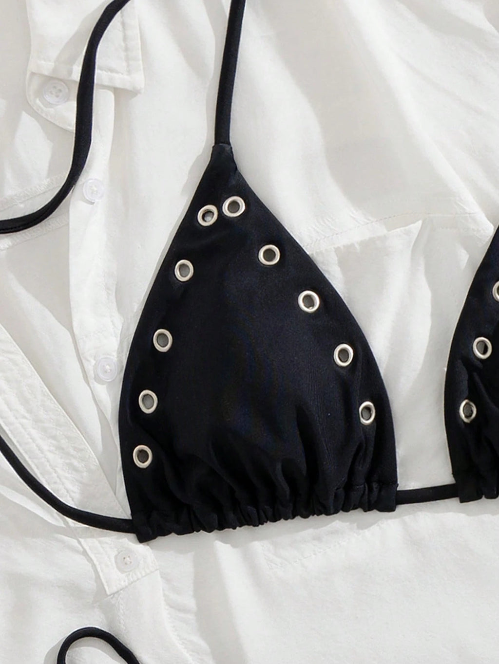 Women's New European & American Style Bikini Set Vacation Beach Black