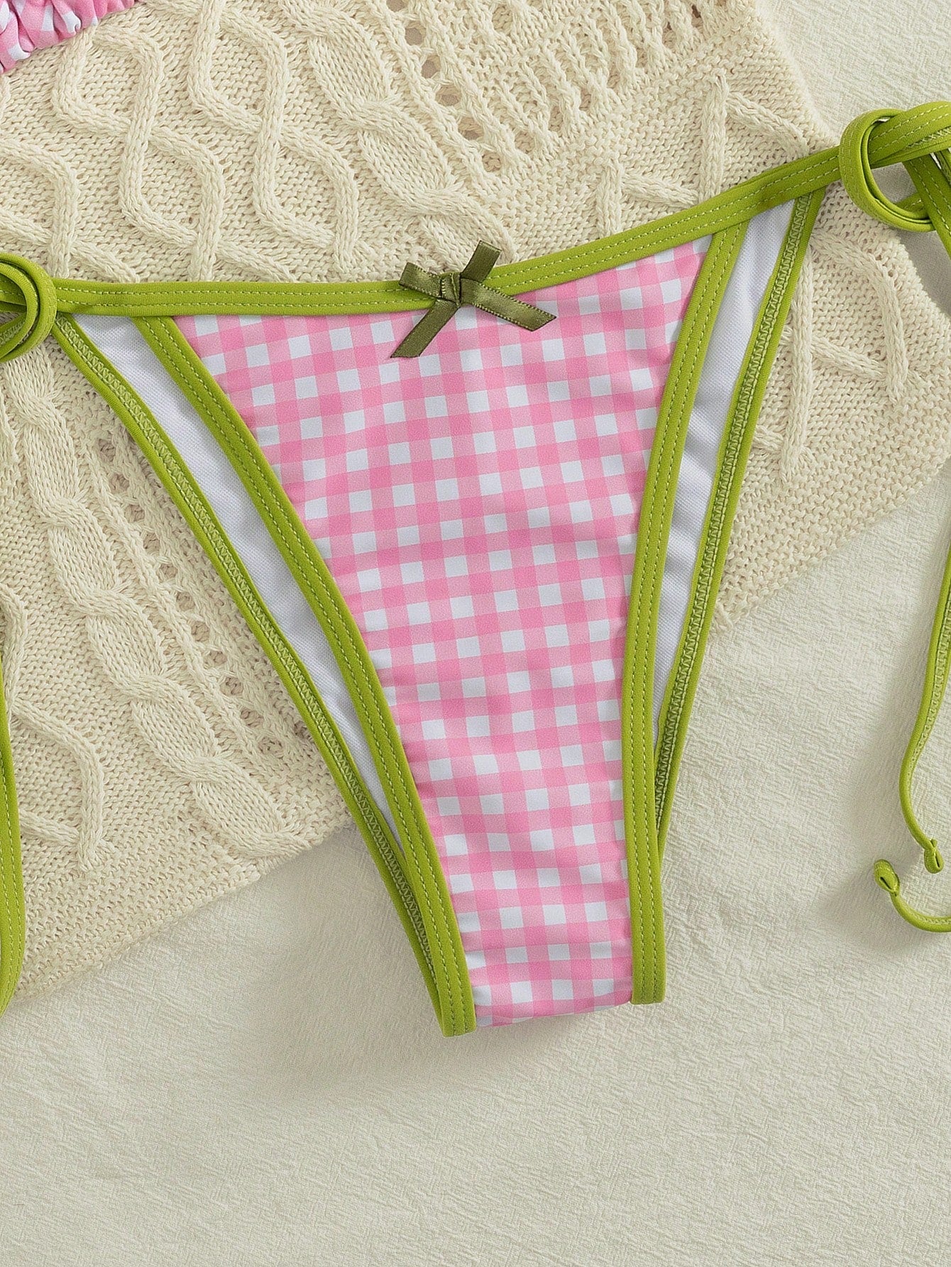 Women 2pcs Lace-Up Colorful Cruise Party Beach Vacation Bikini