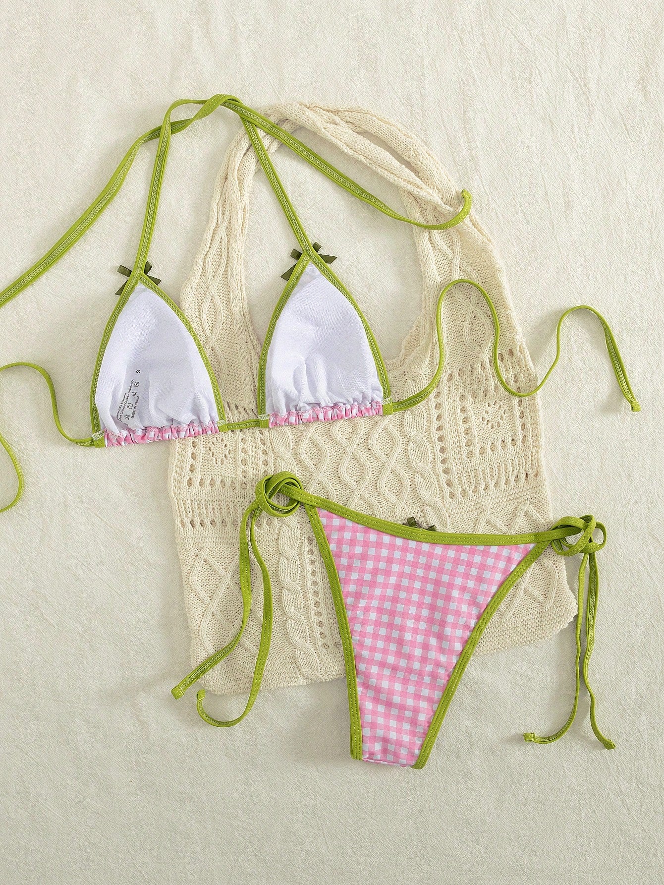 Women 2pcs Lace-Up Colorful Cruise Party Beach Vacation Bikini