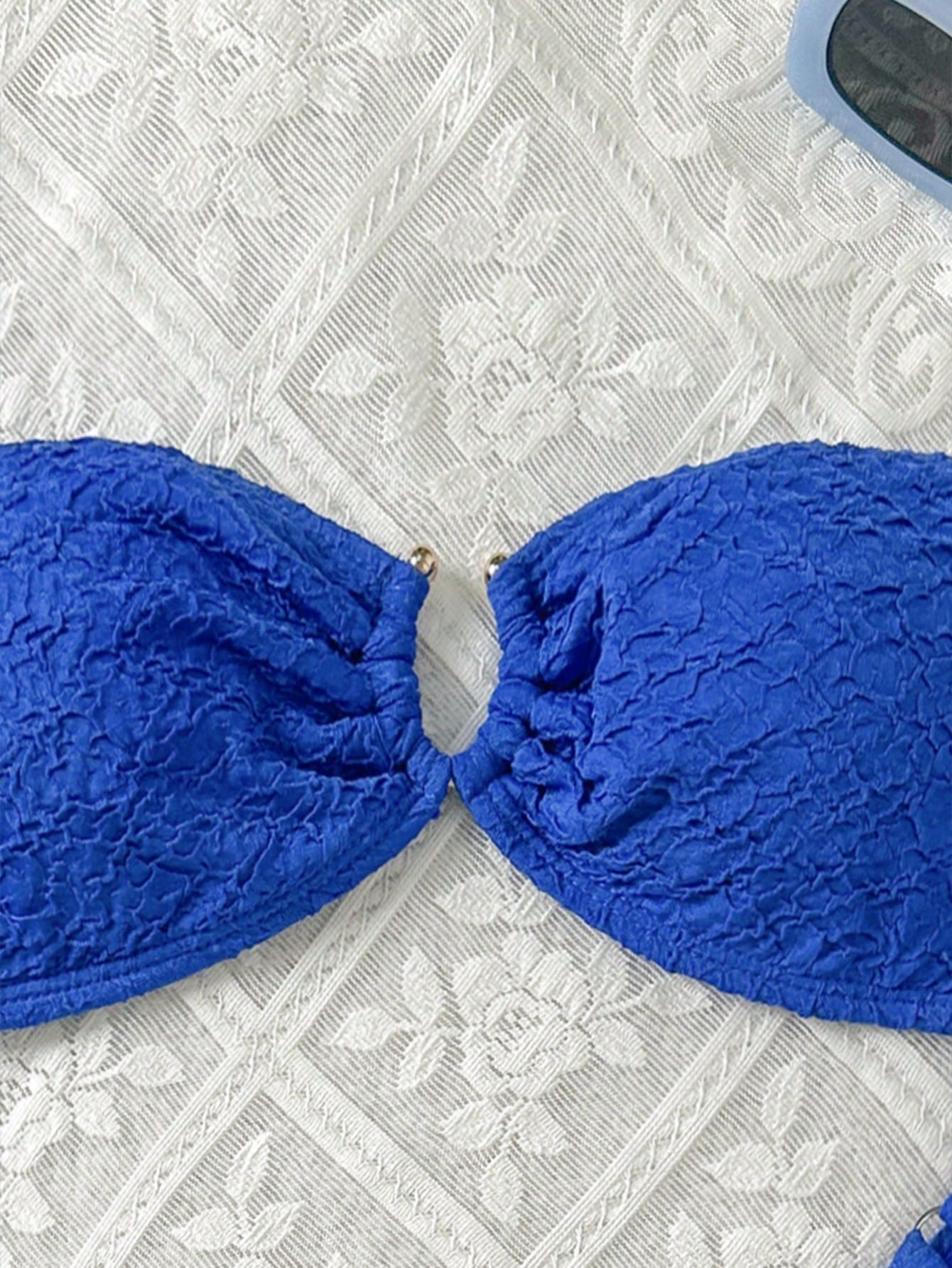 Swim Mod Women's Solid Color Bandeau Sexy Bikini Swimwear Set For Summer Beach V