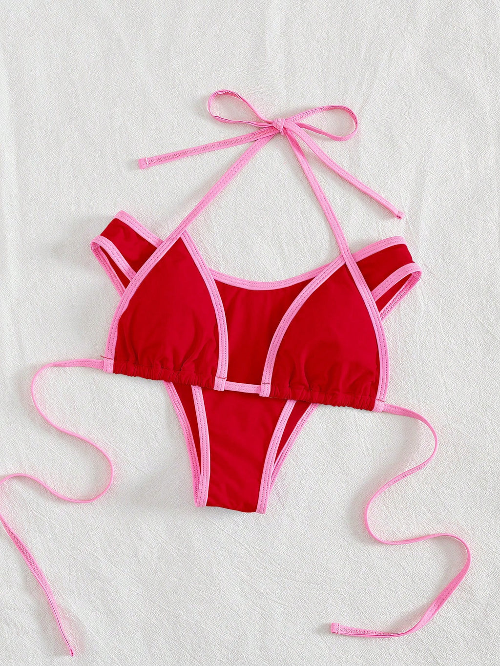 PEPPERMOLLY New Solid Color Soft Padded Halter Tie Sexy Bikini,