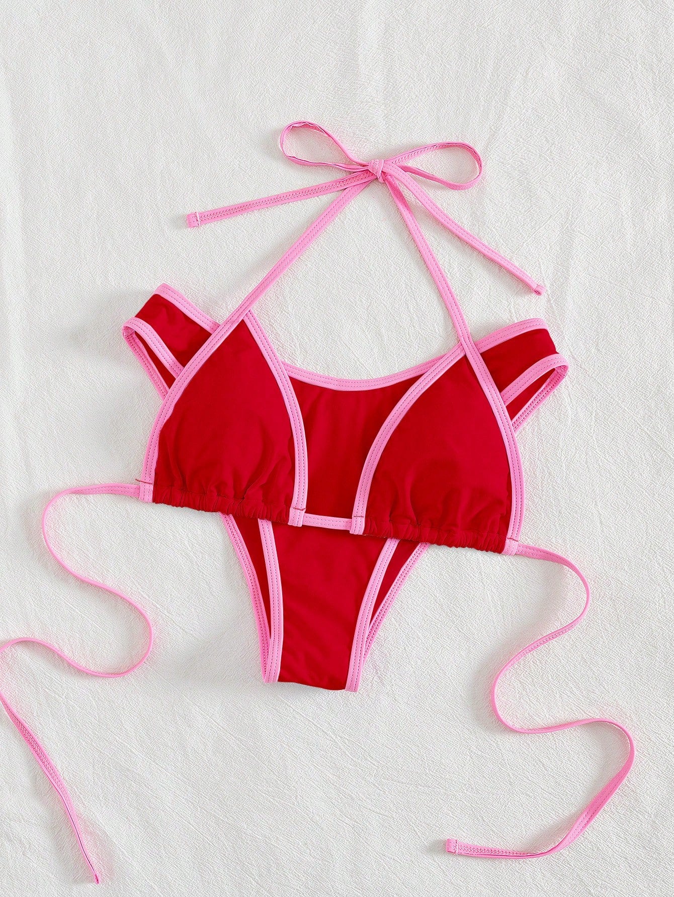 PEPPERMOLLY New Solid Color Soft Padded Halter Tie Sexy Bikini,