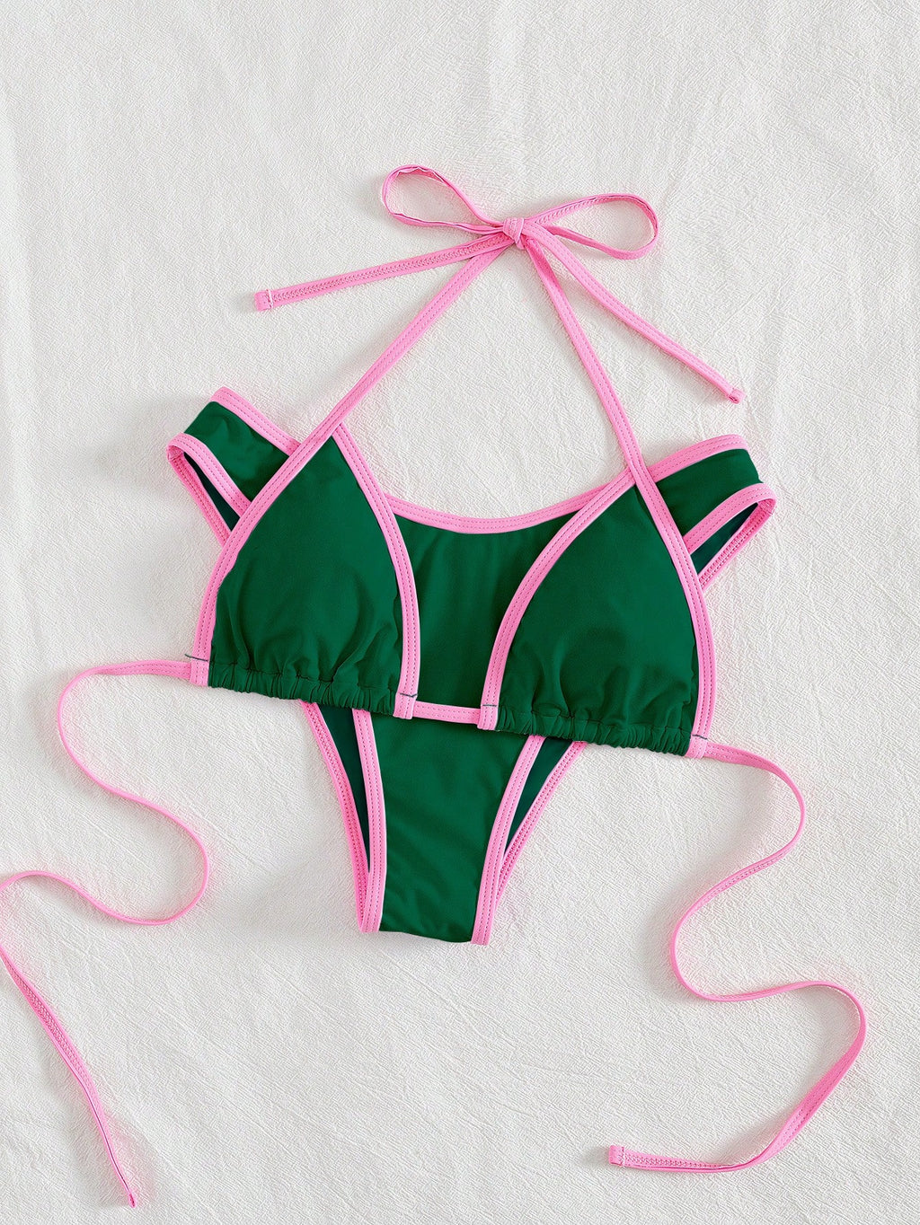 PEPPERMOLLY New Solid Color Soft Padded Halter Tie Sexy Bikini,
