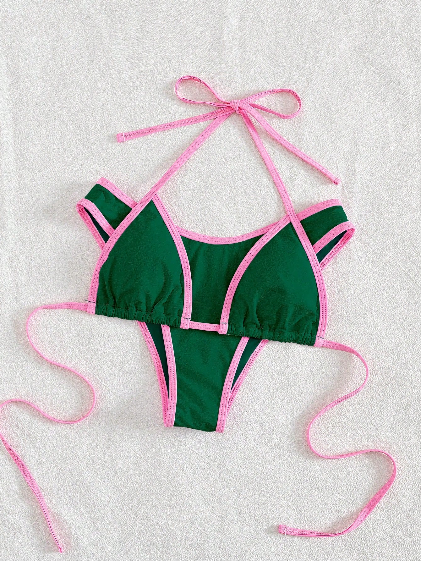 PEPPERMOLLY New Solid Color Soft Padded Halter Tie Sexy Bikini,