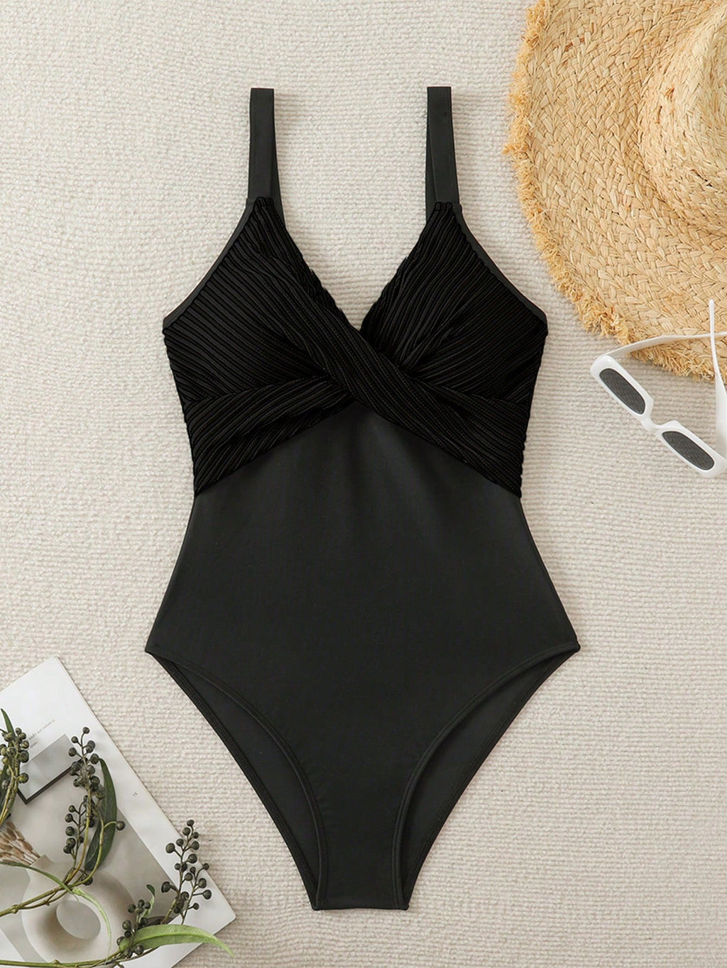 Swim Lushoire 1pc Striped Special Fabric Crisscross Front One-Piece Swimsuit Summer - image 16