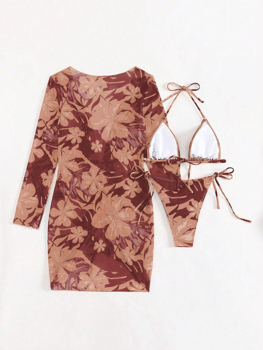 Swim Vcay 3pcs Random Printed Bikini Set For Summer Beach Vacation - image 4