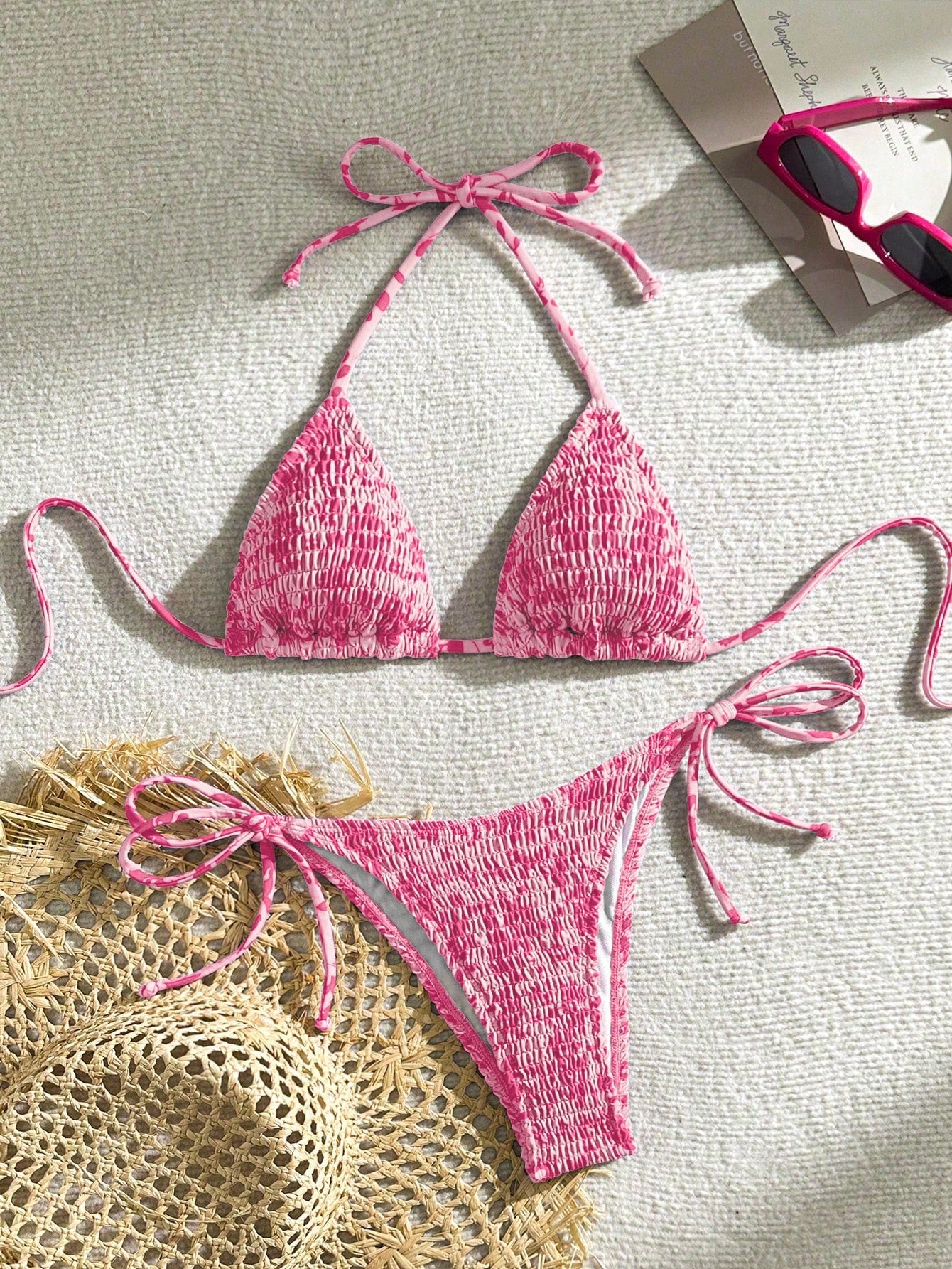 Swim Vcay 2pcs Women's Summer Beach Holiday Ruffled Leopard Print