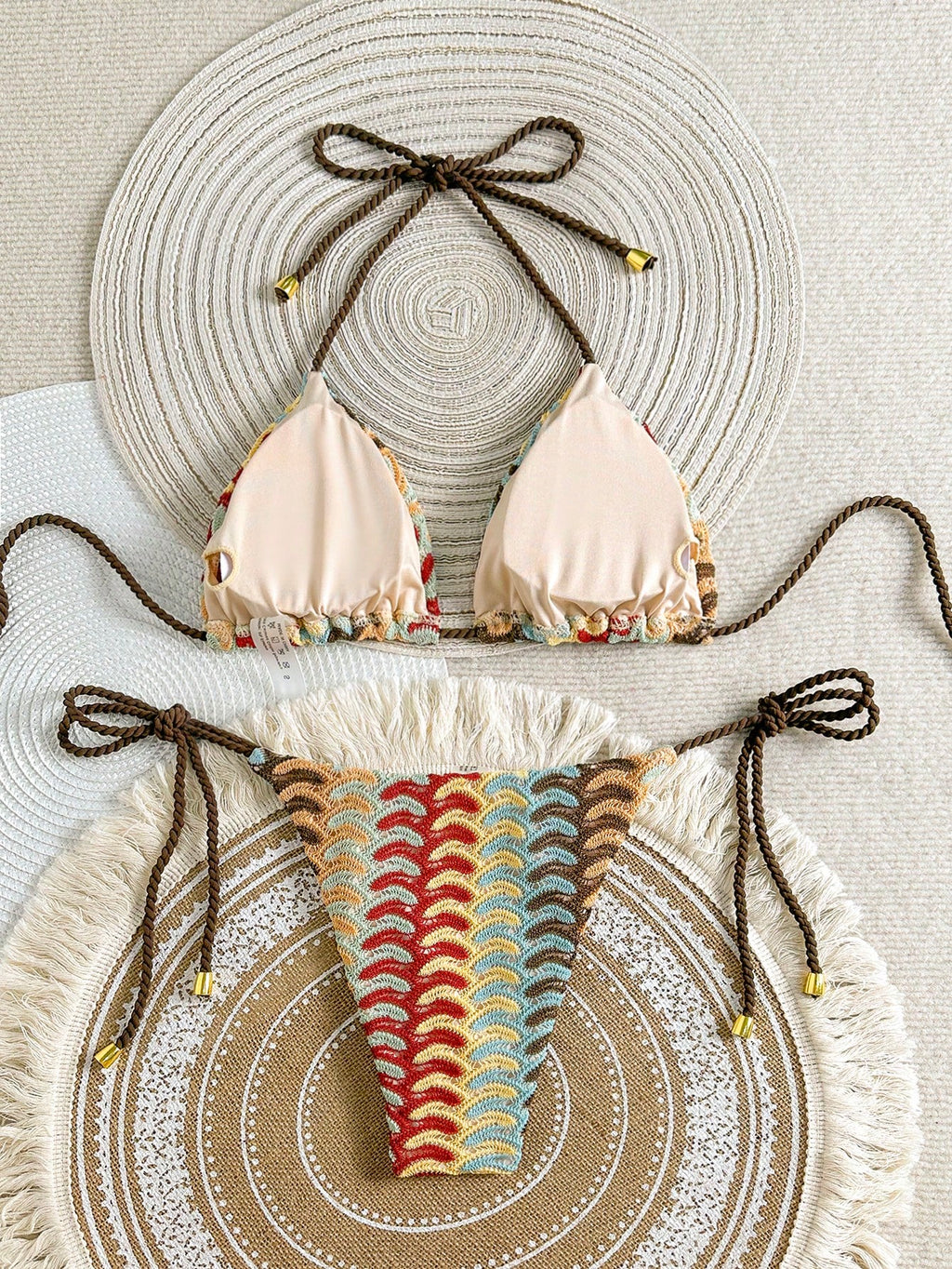 Swim Mod Women's Summer Holiday Beach Halter Allover Print Bikini Set - image 7