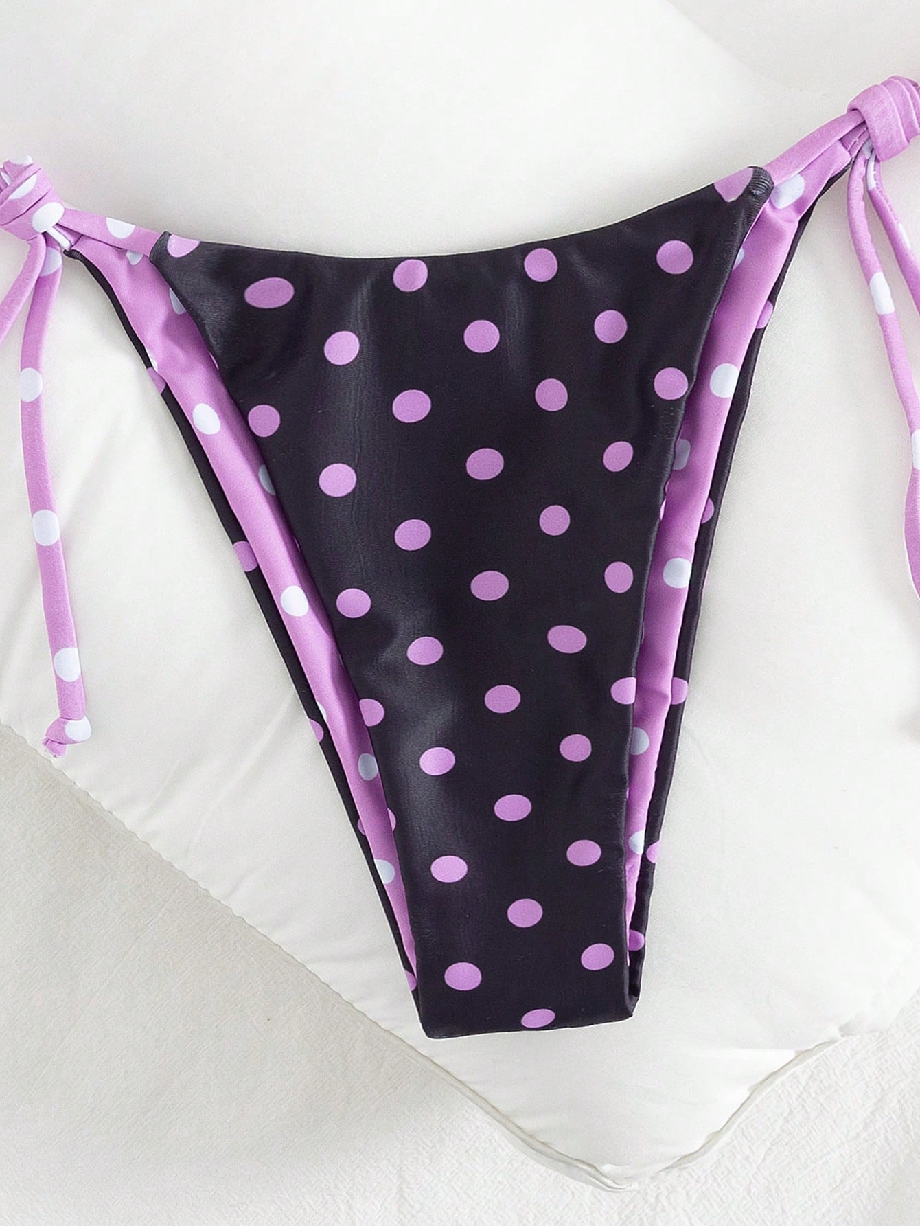 Polka Dot Print Backless Bikini Set, Sexy Beach Vacation Pink Summer