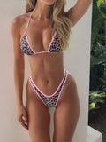 Swim SXY Women's Summer Beach Patchwork Halter Tie Sexy Bikini And Triangle Briefs Swimwear Set