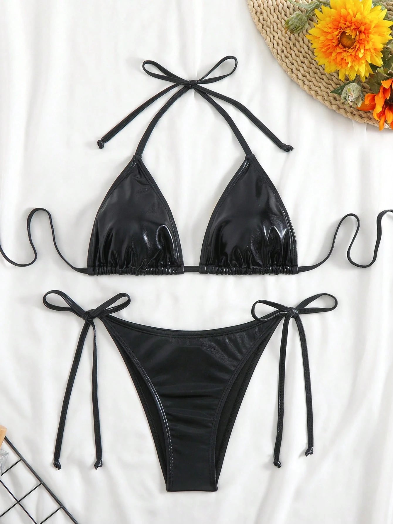 Swim Women's Beach Swimwear Set With Metallic Decor For Summer Beach Vacation