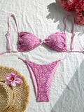 Swim Vcay 2pcs/Set Summer Vacation Textured Fabric, Spaghetti Strap