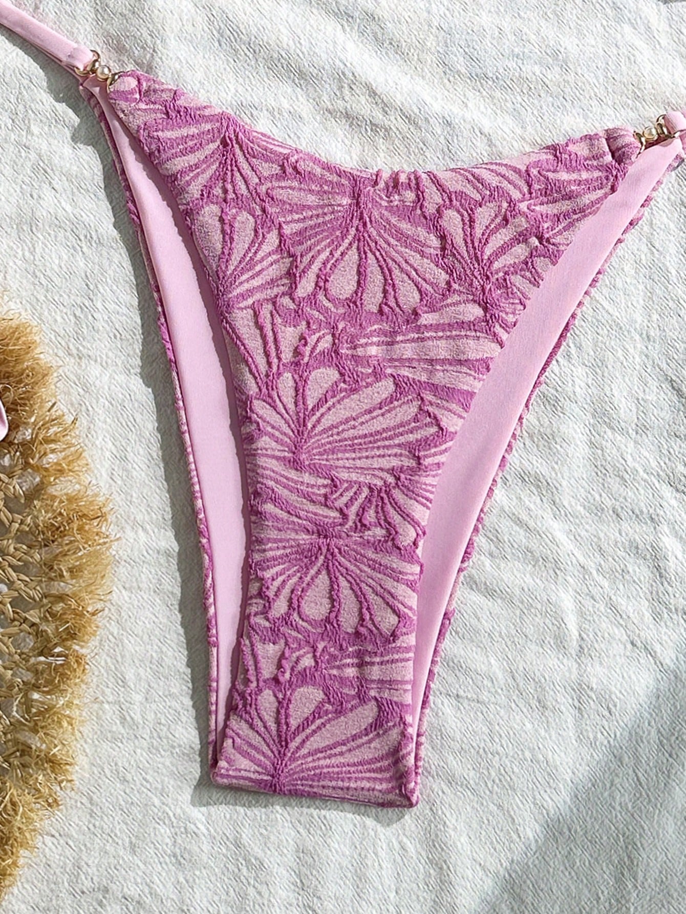 Swim Vcay 2pcs/Set Summer Vacation Textured Fabric, Spaghetti Strap
