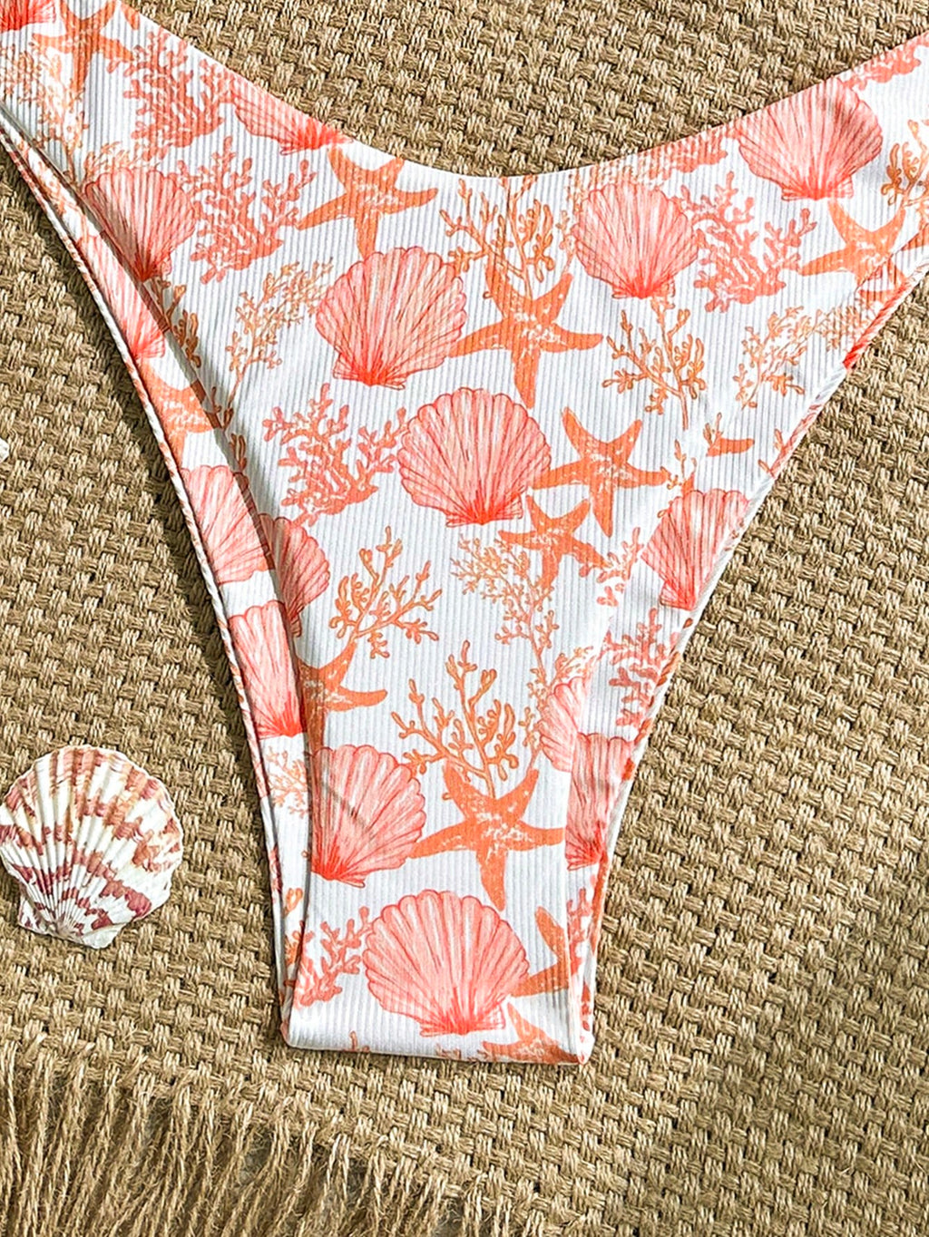 Swim Mod 2pcs/Set Summer Holiday Random Print Textured Shell