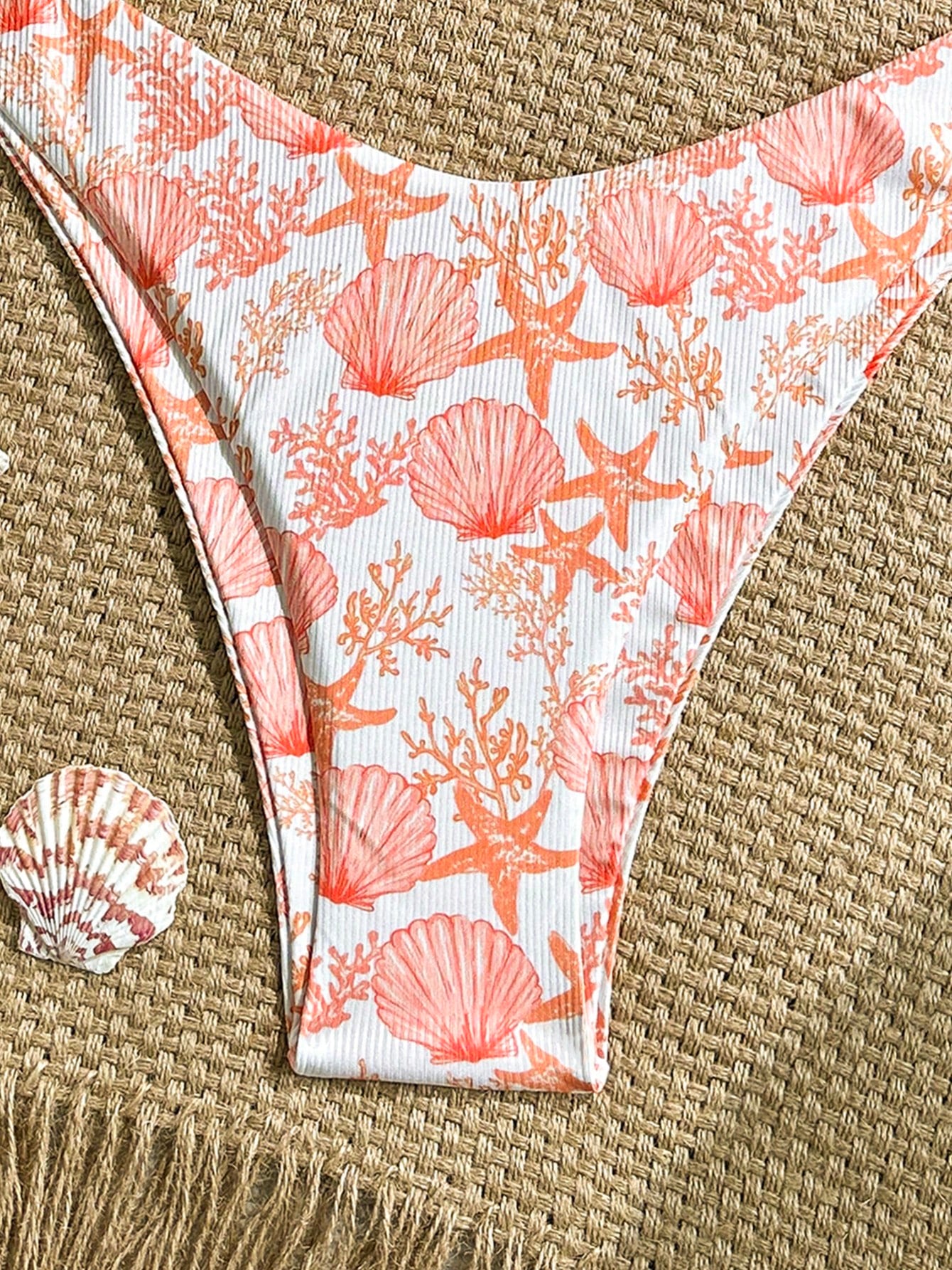 Swim Mod 2pcs/Set Summer Holiday Random Print Textured Shell