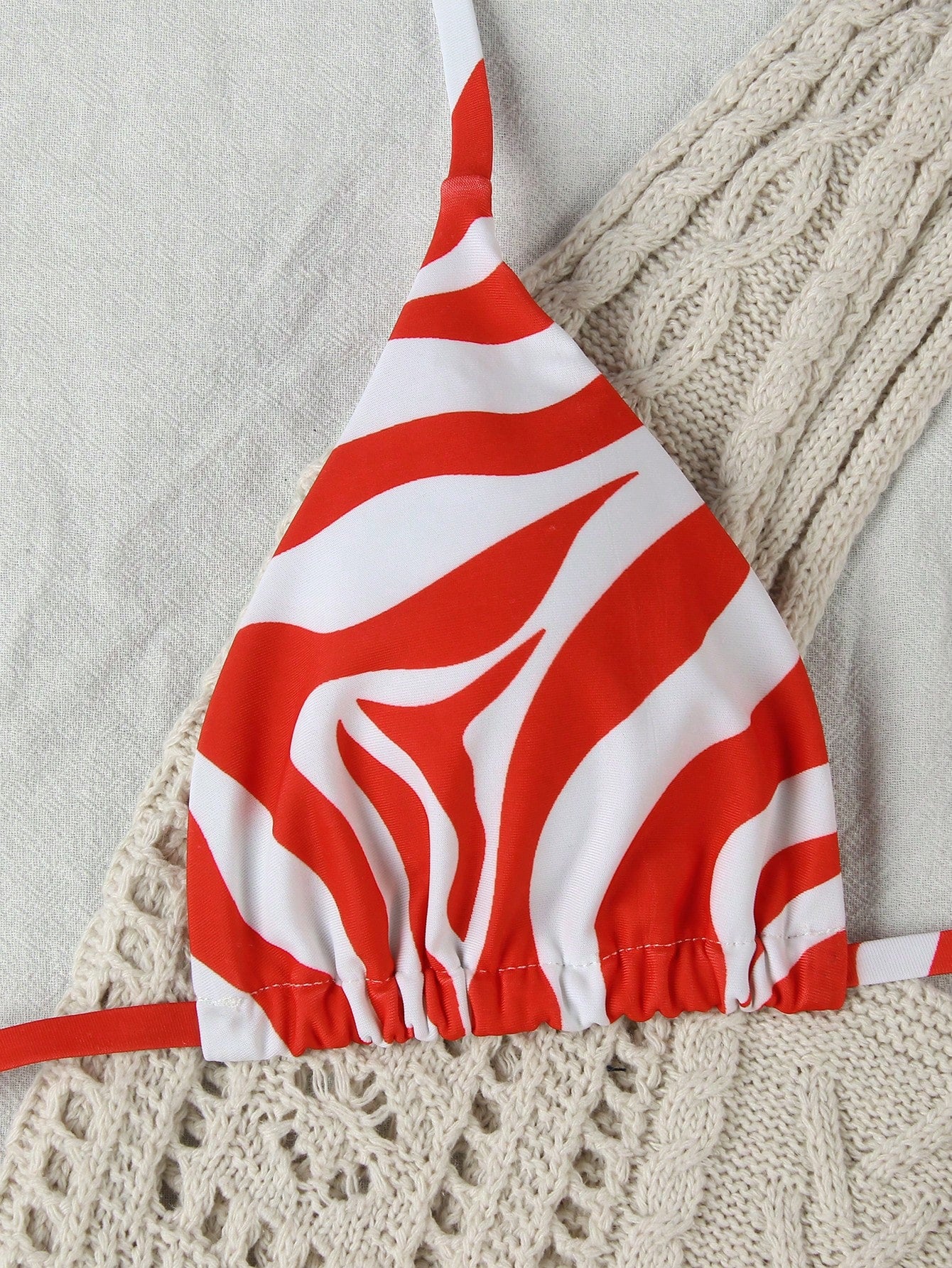 Women's Elegant Fashion Red & White Striped Print Sexy Halter Casual