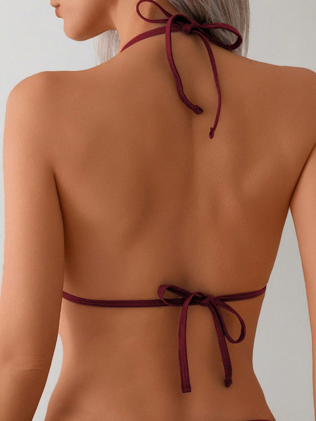 New Solid Color Chain Decor Sexy High Stretch Shiny Fabric Halter