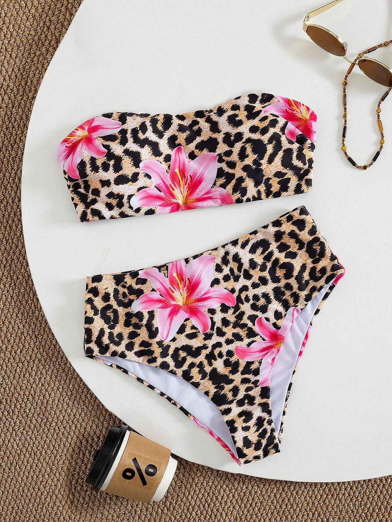 Swim Lushoire Women's Summer Vacation Beach Retro Print Detachable