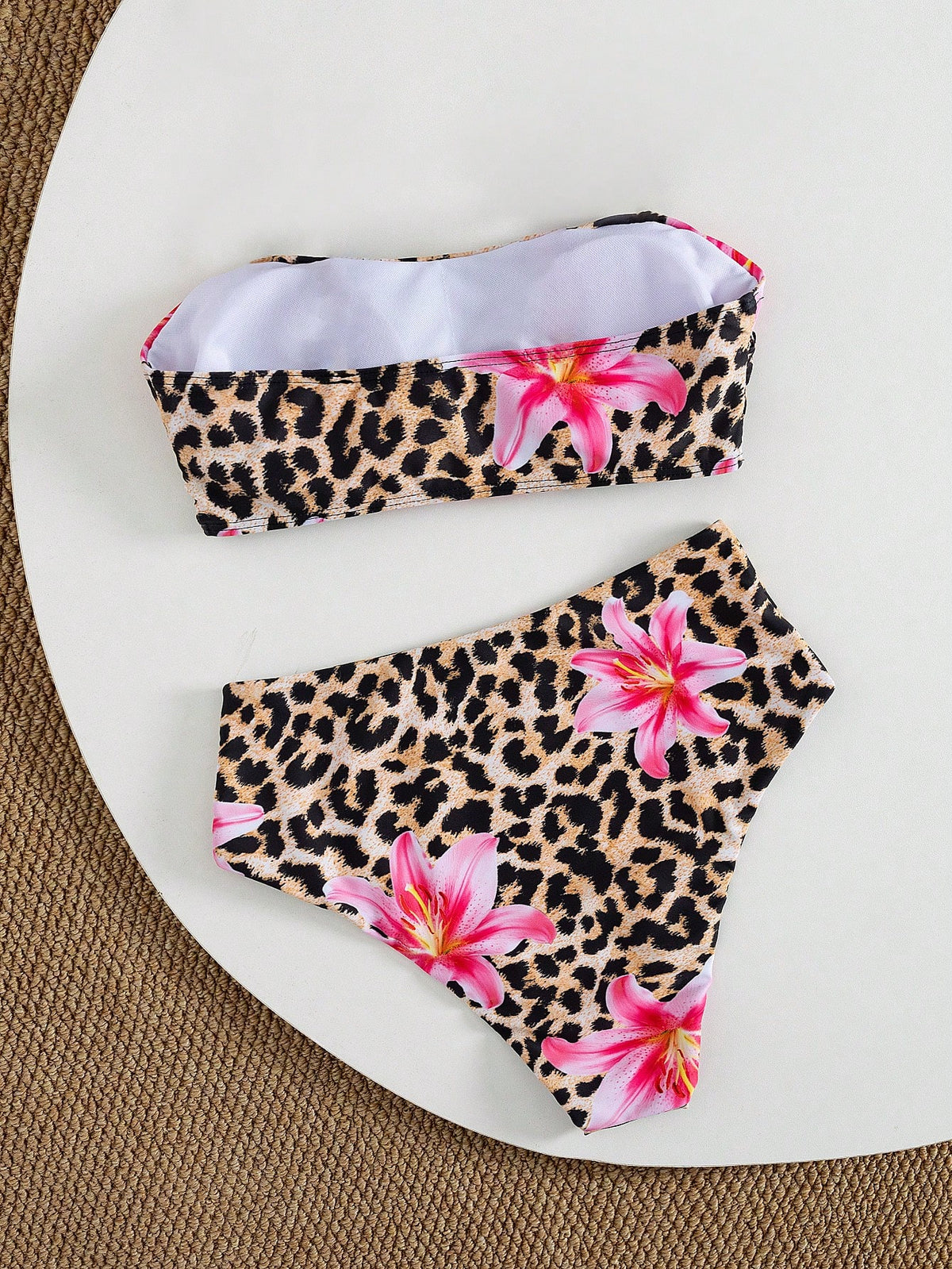 Swim Lushoire Women's Summer Vacation Beach Sexy Colorblock Plaid Print Detachable Spaghetti Strap Bandeau - image 6