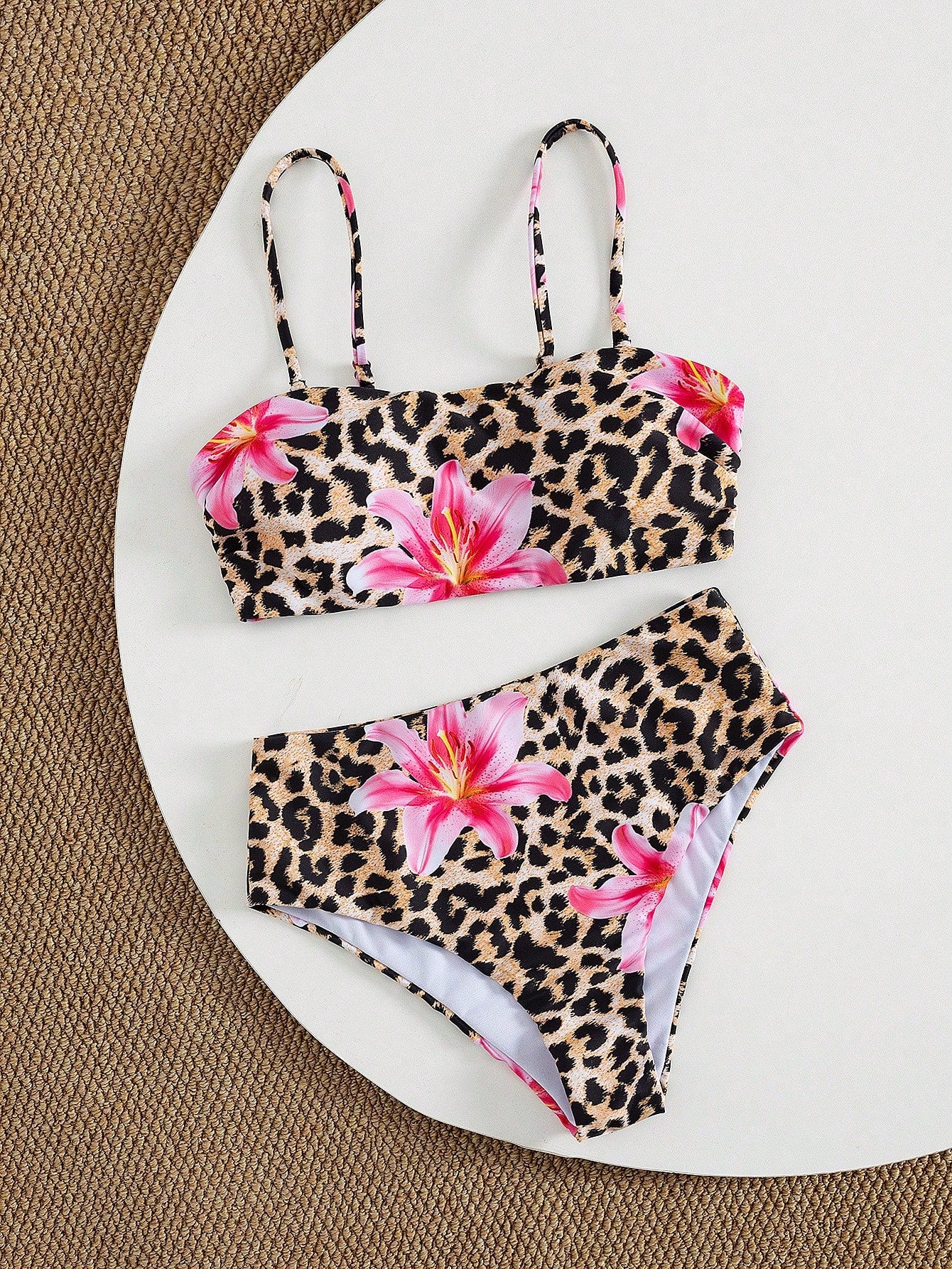 Swim Lushoire Women's Summer Vacation Beach Retro Print Detachable