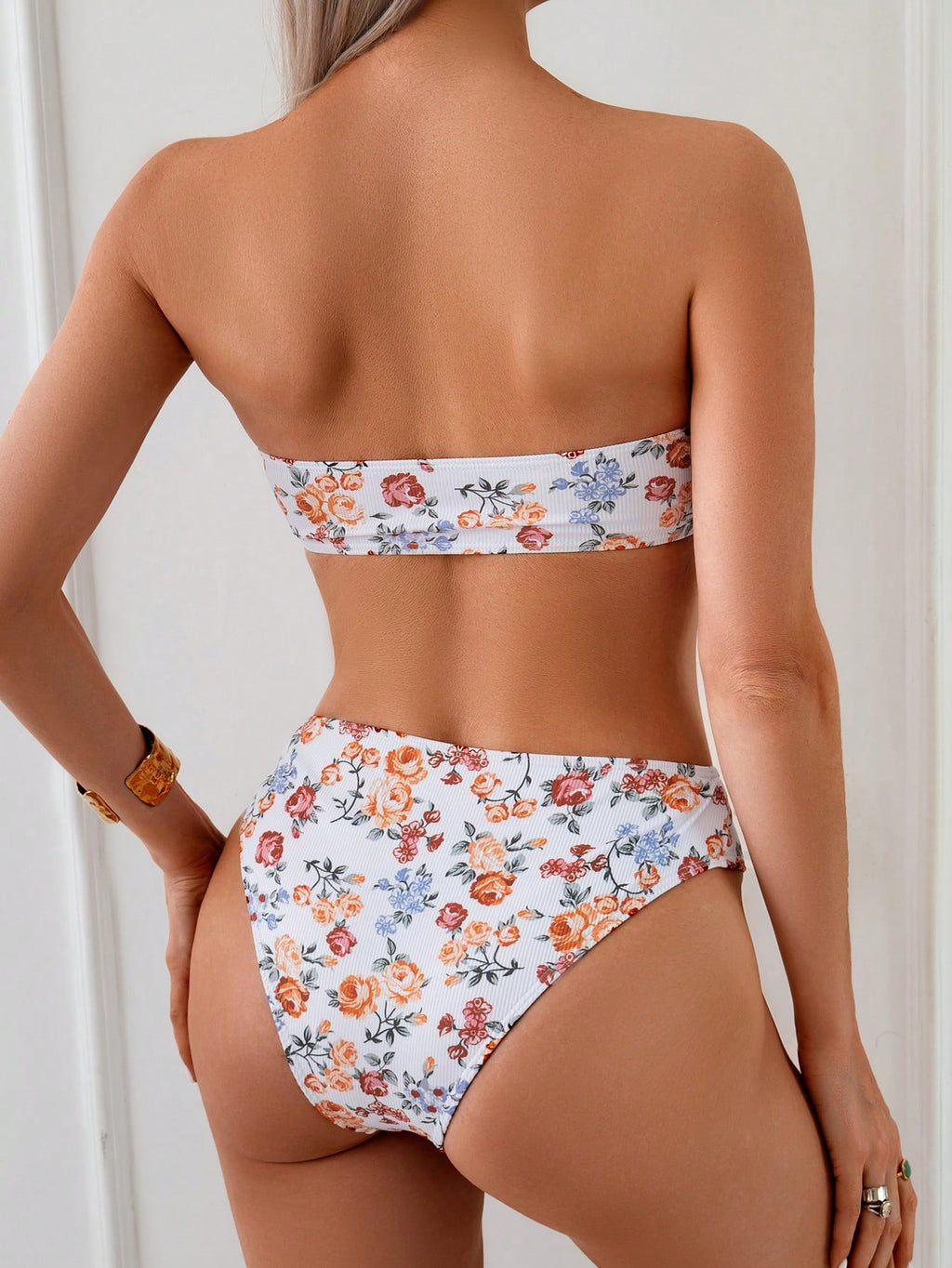 Swim Mod Women's Swimwear, Teenage Girl, Cutout Floral Trim,