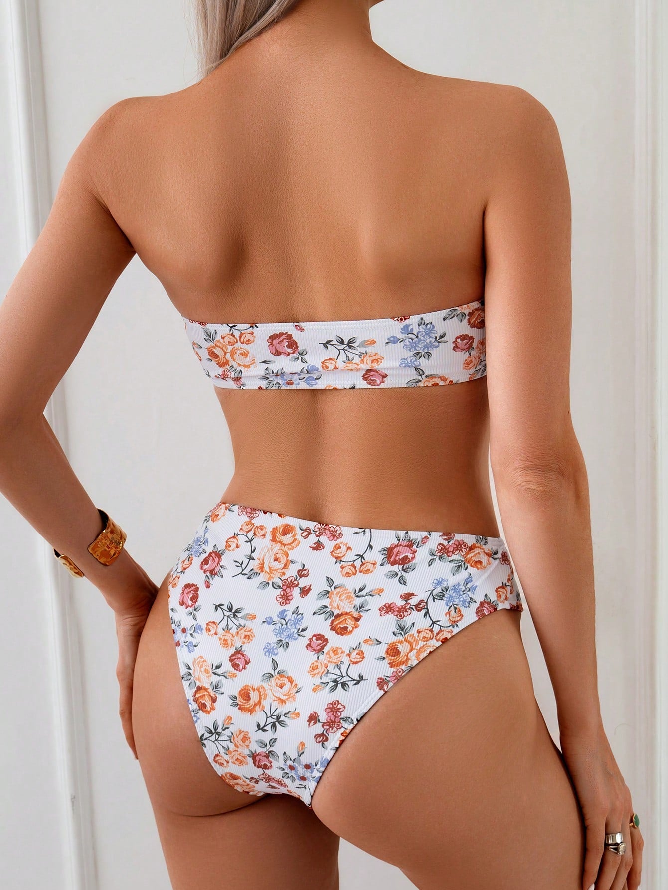 Swim Mod Women's Swimwear, Teenage Girl, Cutout Floral Trim,