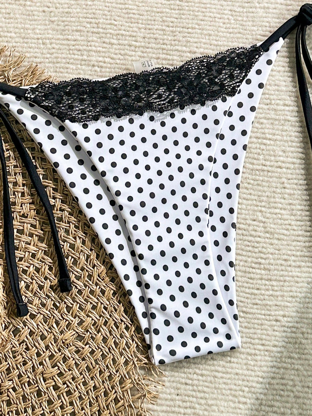 Swim Mod 2pcs/Set Women Summer Beach Lace Polka Dot Print Halter Tie