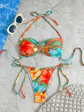 Swim Mod Women's Random Print Starfish Decor Halter Sexy Bikini Set,