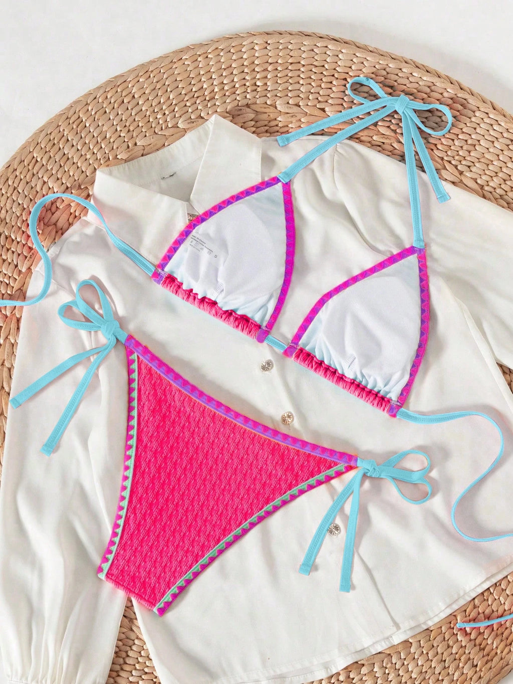 Swim SXY Springbreak Women Teal And Pink Summer Beach Vacation Holiday Casual Holiday Vacation Outfits Ruffle - image 4