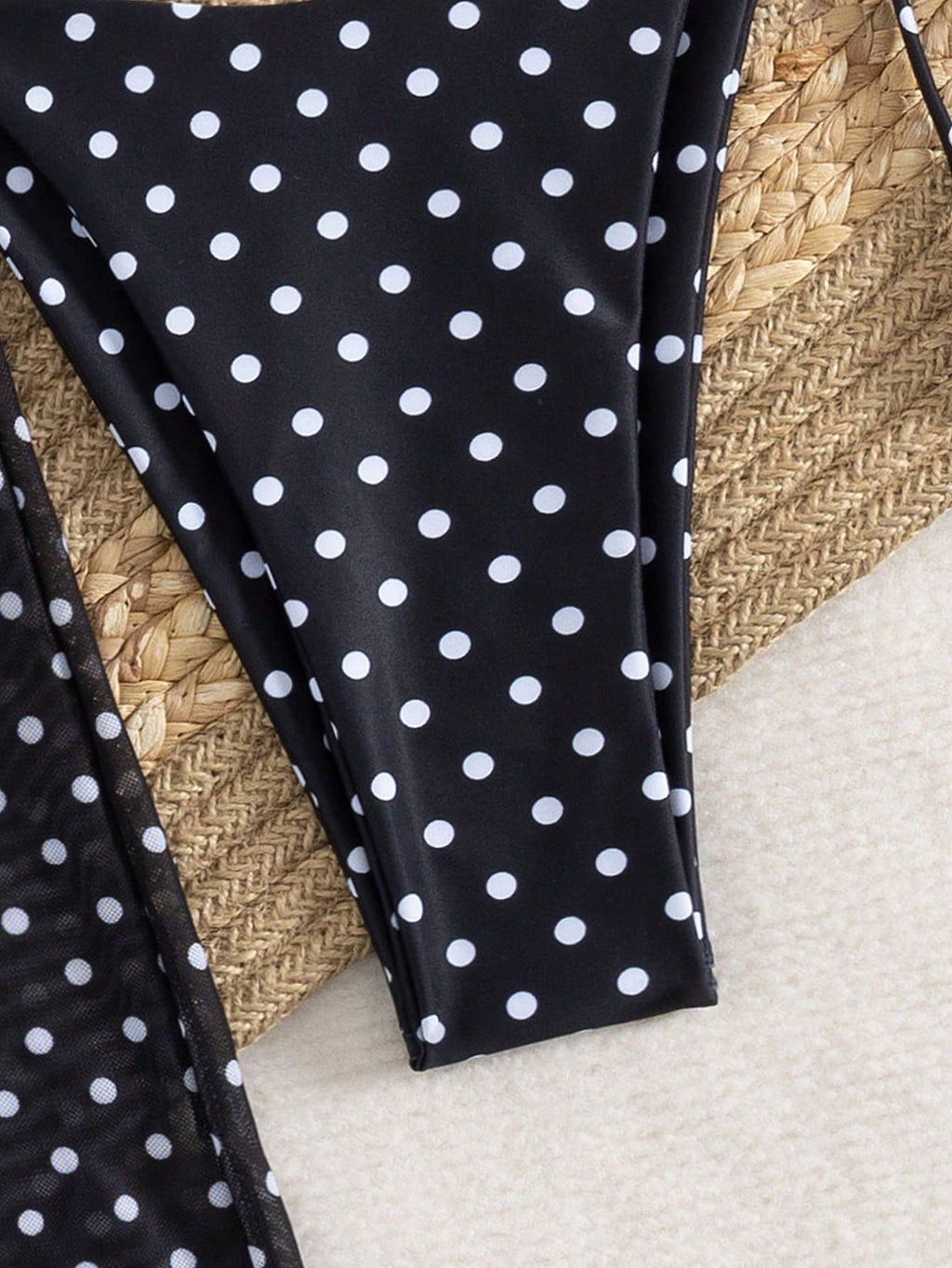 3pcs/Set Women's Summer Sexy Polka Dot Print Halter Bikini Set With
