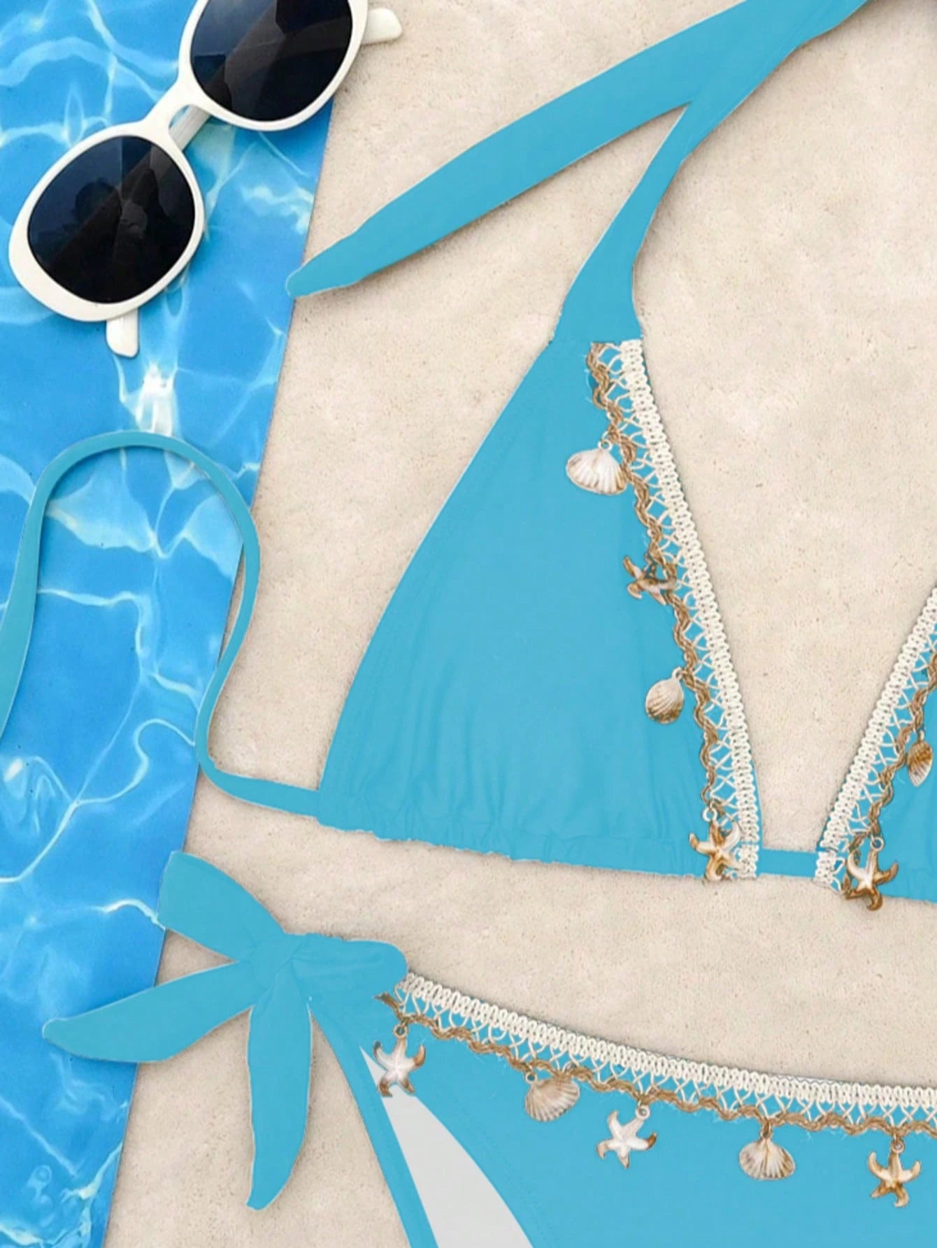 2pcs/Set Women's Ocean Theme Decorative Sexy Casual Bikini Set,