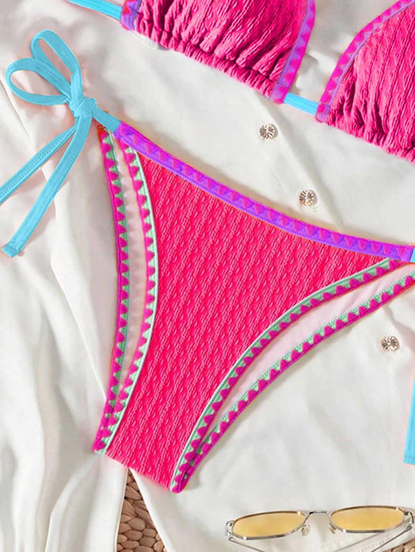 Swim SXY Springbreak Women Teal And Pink Summer Beach Vacation Holiday Casual Holiday Vacation Outfits Ruffle - image 6