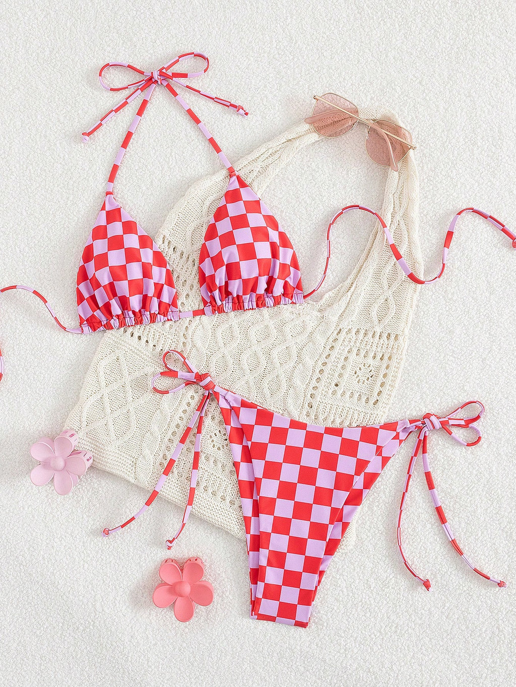 Women's Summer Bikini Set Set, Halter Tie Backless Ladies Swimwear,