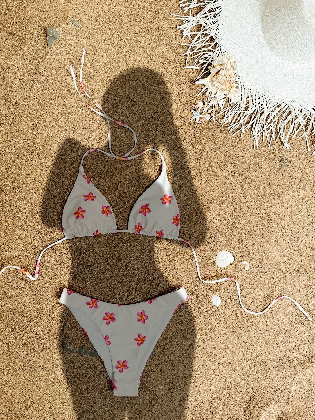 Bonvoyette 2pcs/Set Ocean Fish Print Triangle Halter Sexy Bikini Swimwear For Wo